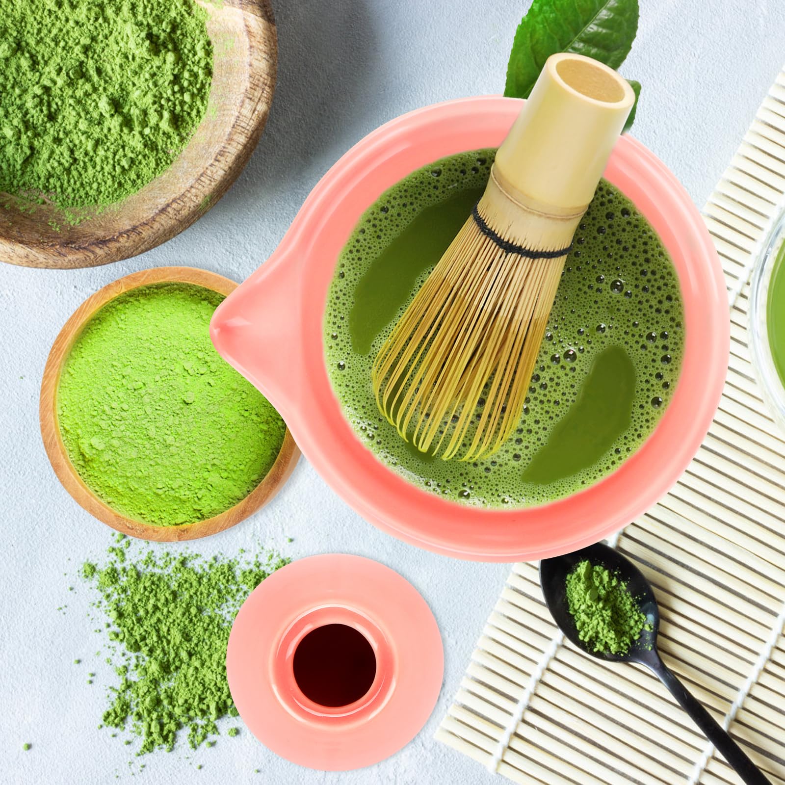 Miska do matcha z wylewką, różowa miska Matcha, tradycyjna porcelanowa filiżanka matcha, 560 ml dla miłośników herbaty, matcha latte początkujący