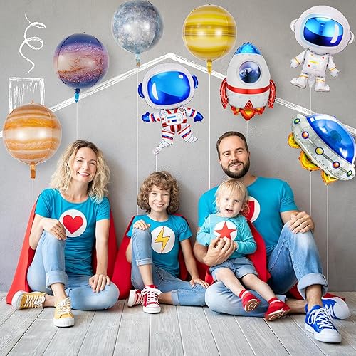 Miniatura 4 de 16 globos espaciales de galaxia, decoraciones temáticas exteriores grandes, cohete, nave espacial, astronauta, planeta, globos de aluminio para