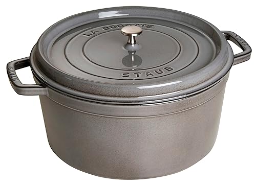 STAUB Cast Iron Roaster/Cocotte, Round, 8.35 L, Graphite Grey, 30