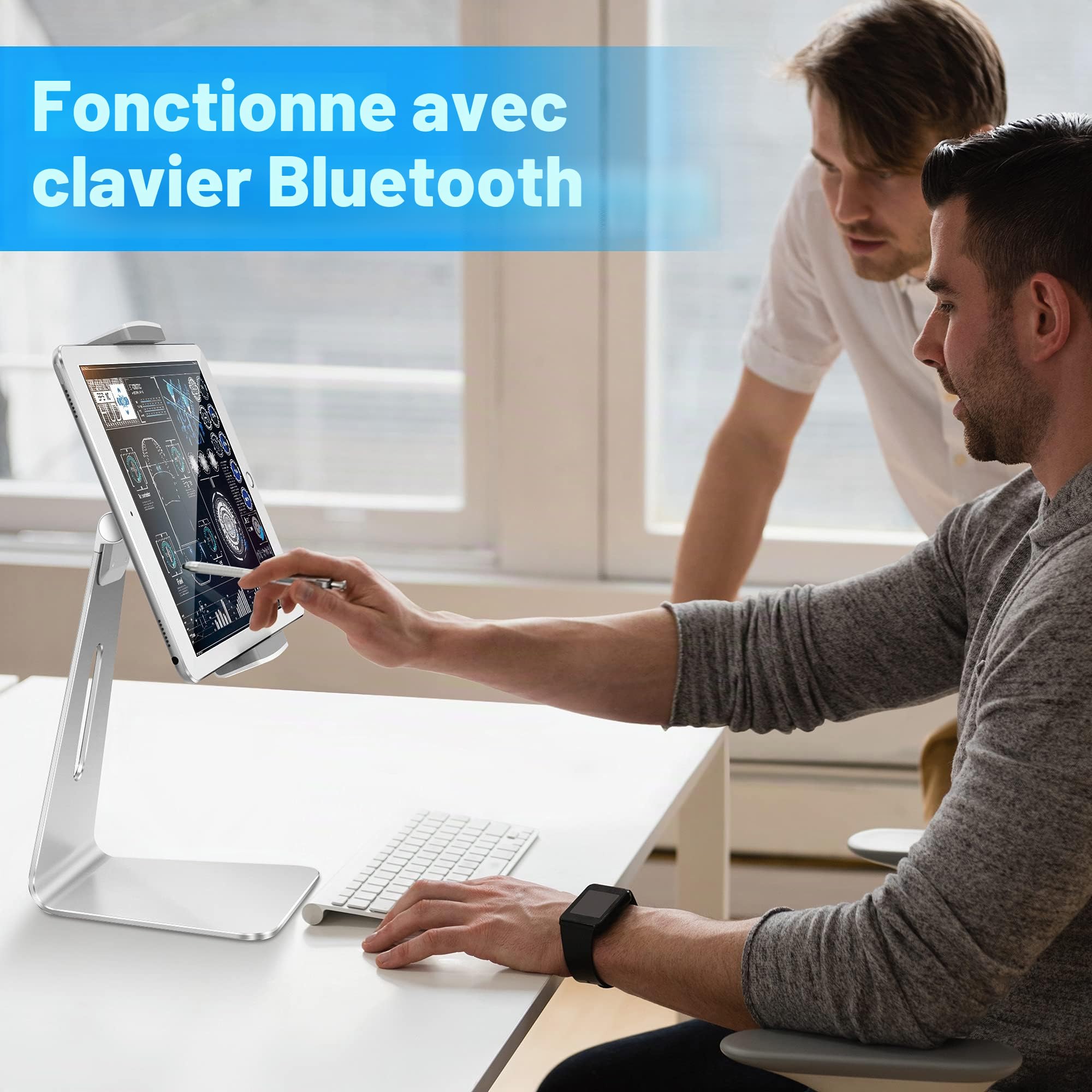 AboveTEK, élégant Support en Aluminium pour iPad Pro. Pivotant pour iPad Air/Mini kiosque POS. Deux Supports de Maintien 6"~13". Support interactif pour Tablette iOS/Android