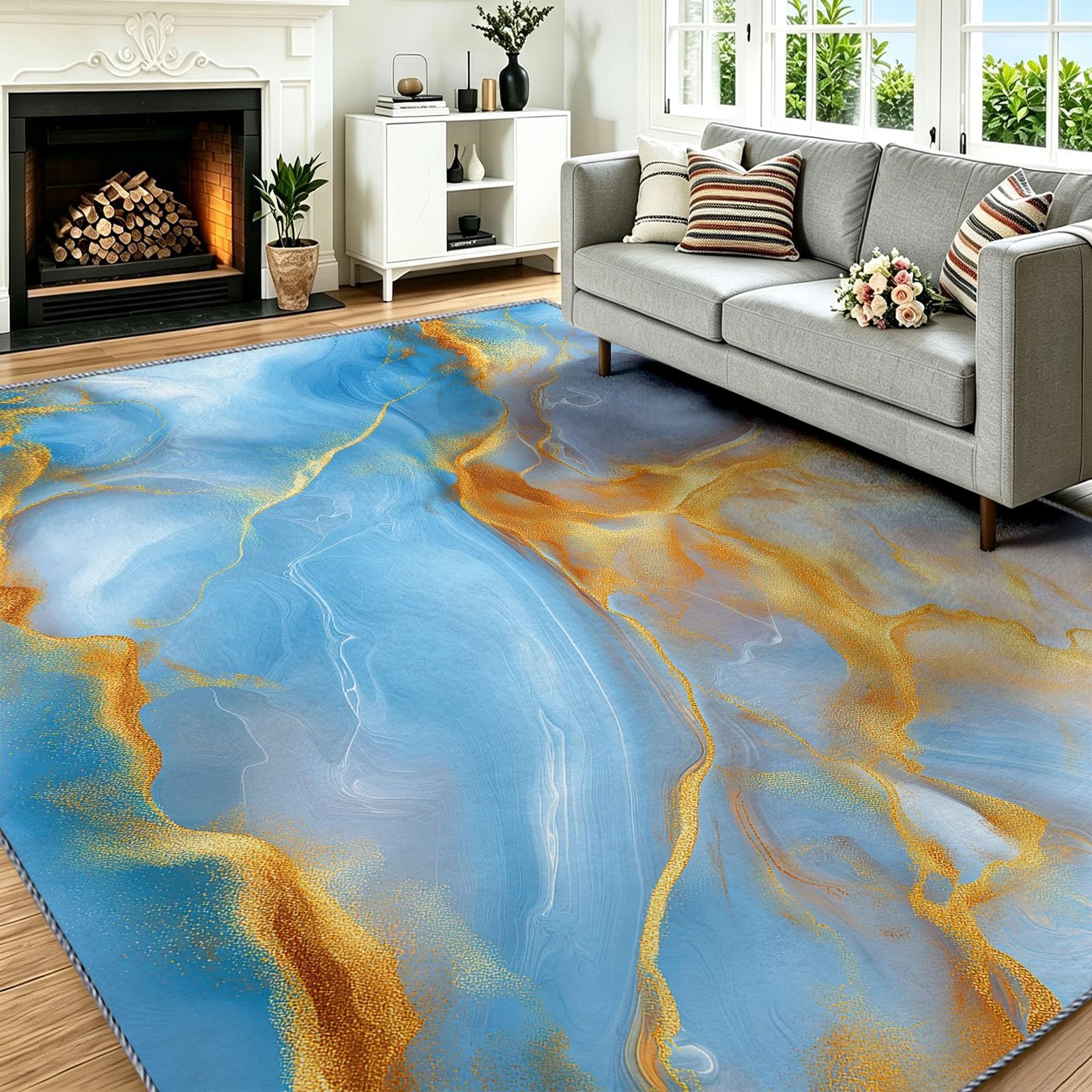 Lavable Tapis Moderne Luxe Salon Pile Courte Rug 120 x 170 cm