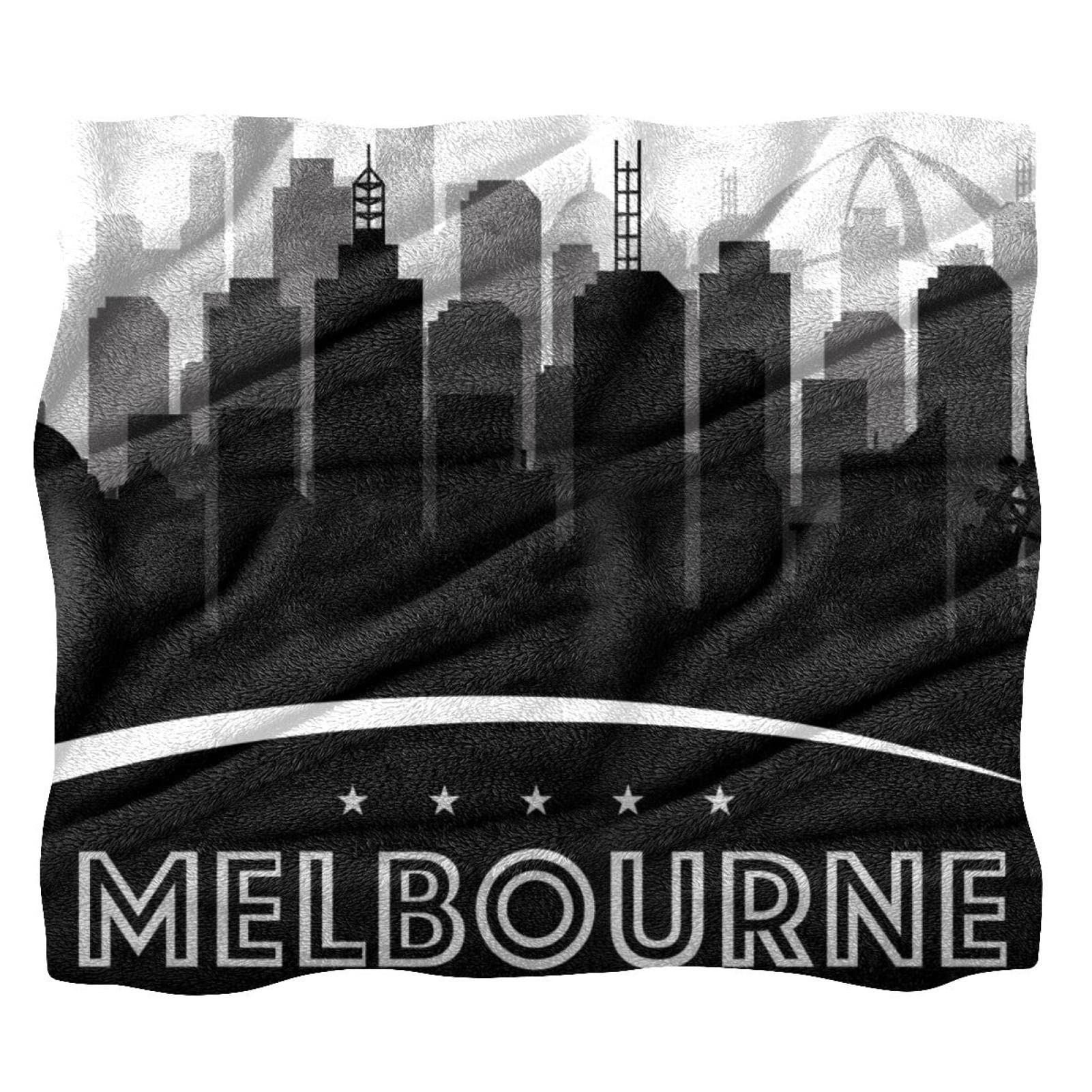 Plaid polaire doux motif horizon de Melbourne pour lit et canapé