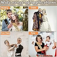 Vista 7 de Juego de 4 coronas de graduación King y Queen con fajas, coronas King para hombres, banda de satén brillante con diamantes de imitación, corona