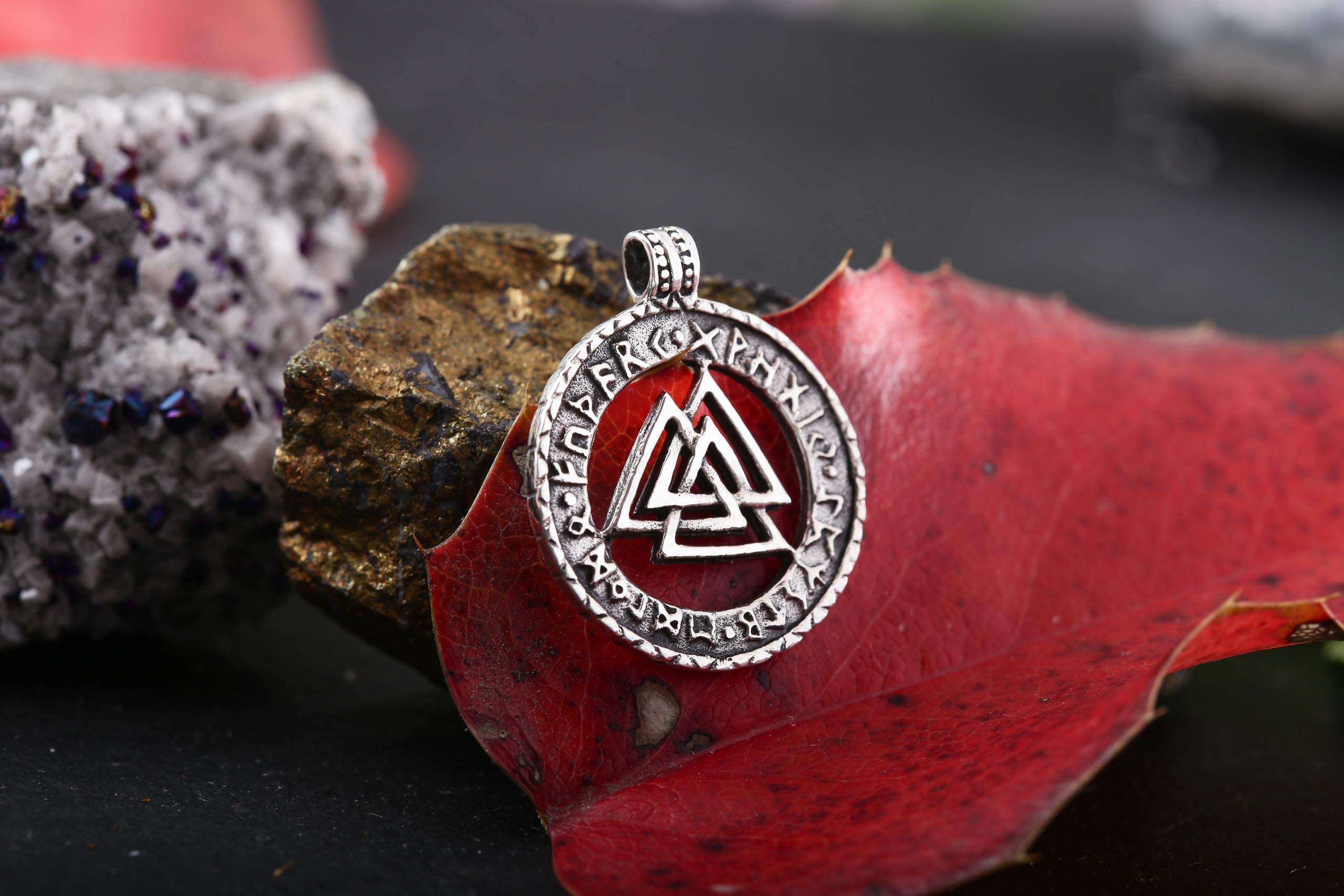 Windalf Wikinger Schmuck Anhänger VALKNUT 2.6 cm Wotansknoten Runen 925 Sterlingsilber