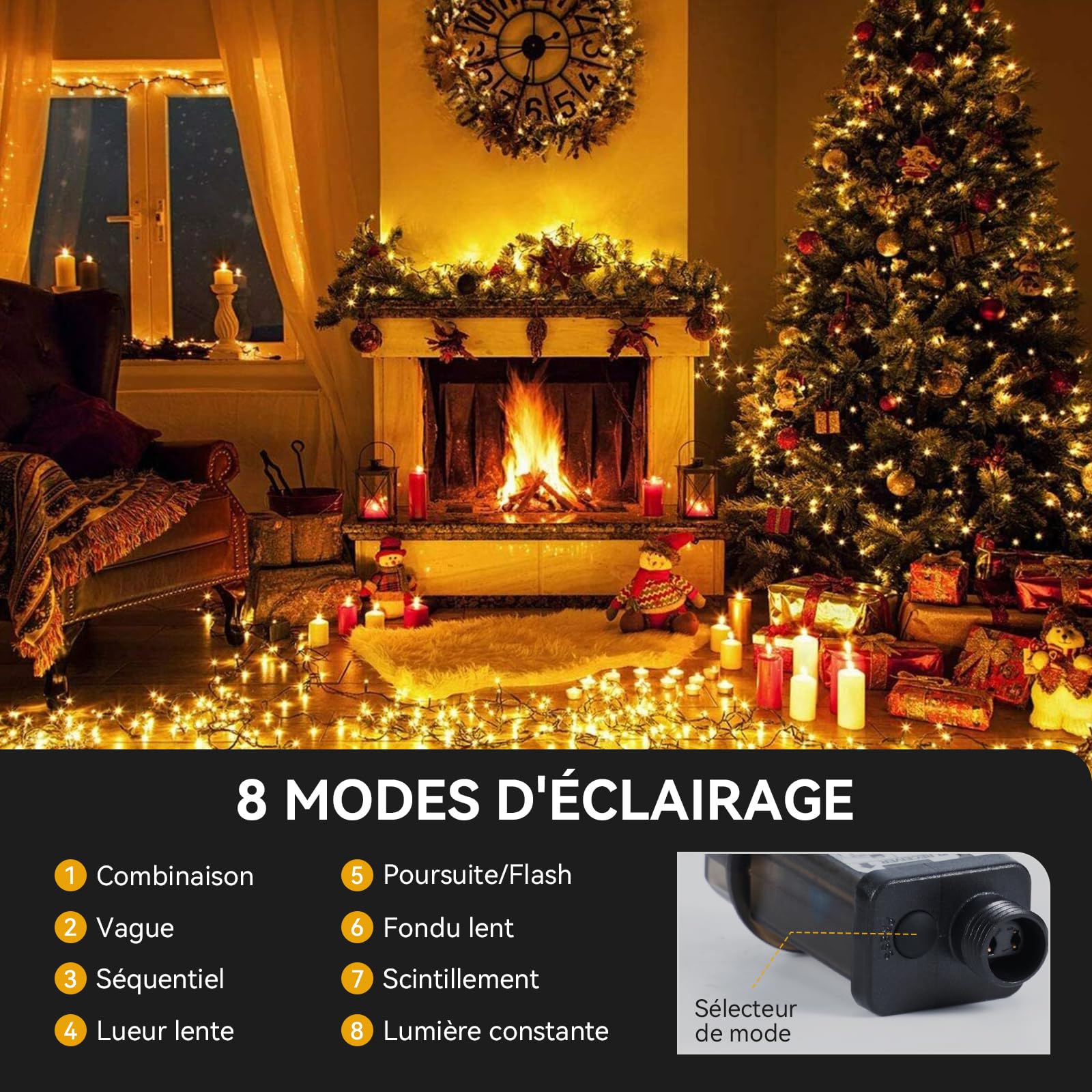 Image secondaire de Guirlande Lumineuse de Noël 30M 300LED avec Minuterie - Blanc Chaud