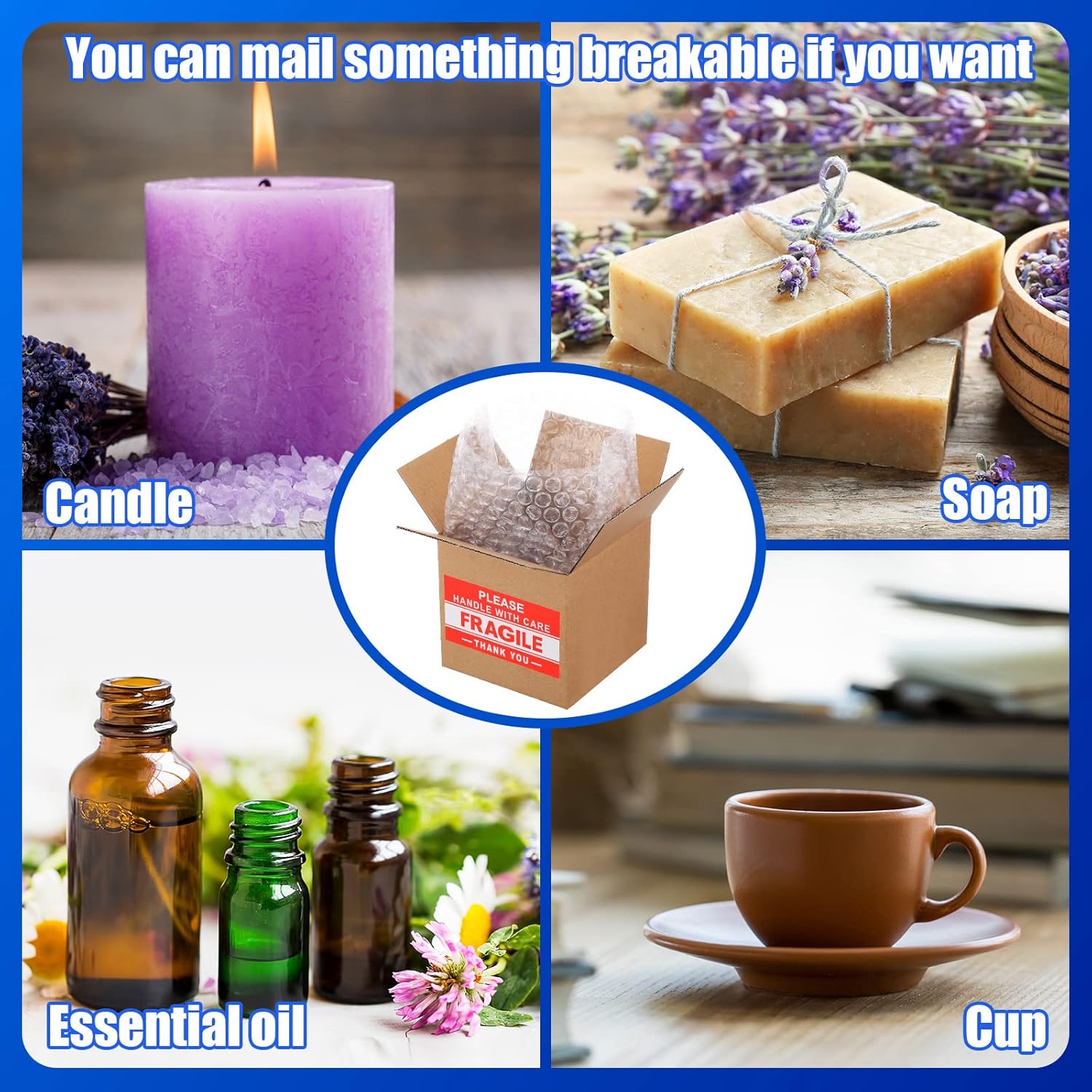 TaoBary 50 Set 4 x 4 Shipping Boxes for Small Business with Bubble Cushioning Wrap Fragile Packing Label Stickers Candle Small Mail Box Corrugated for Electronics Mug Gift
