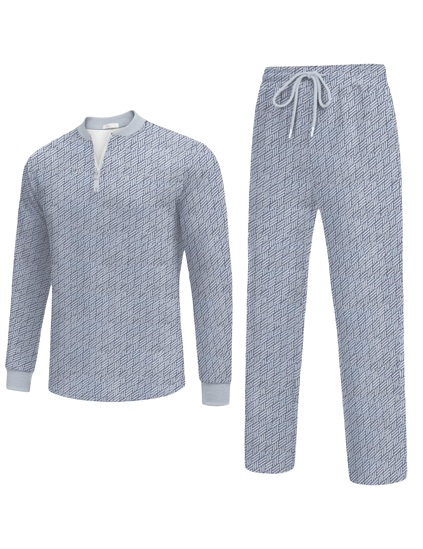 COOFANDY Tuta sportiva da uomo, 2 pezzi, con zip a quarto e maniche lunghe, abbigliamento sportivo casual