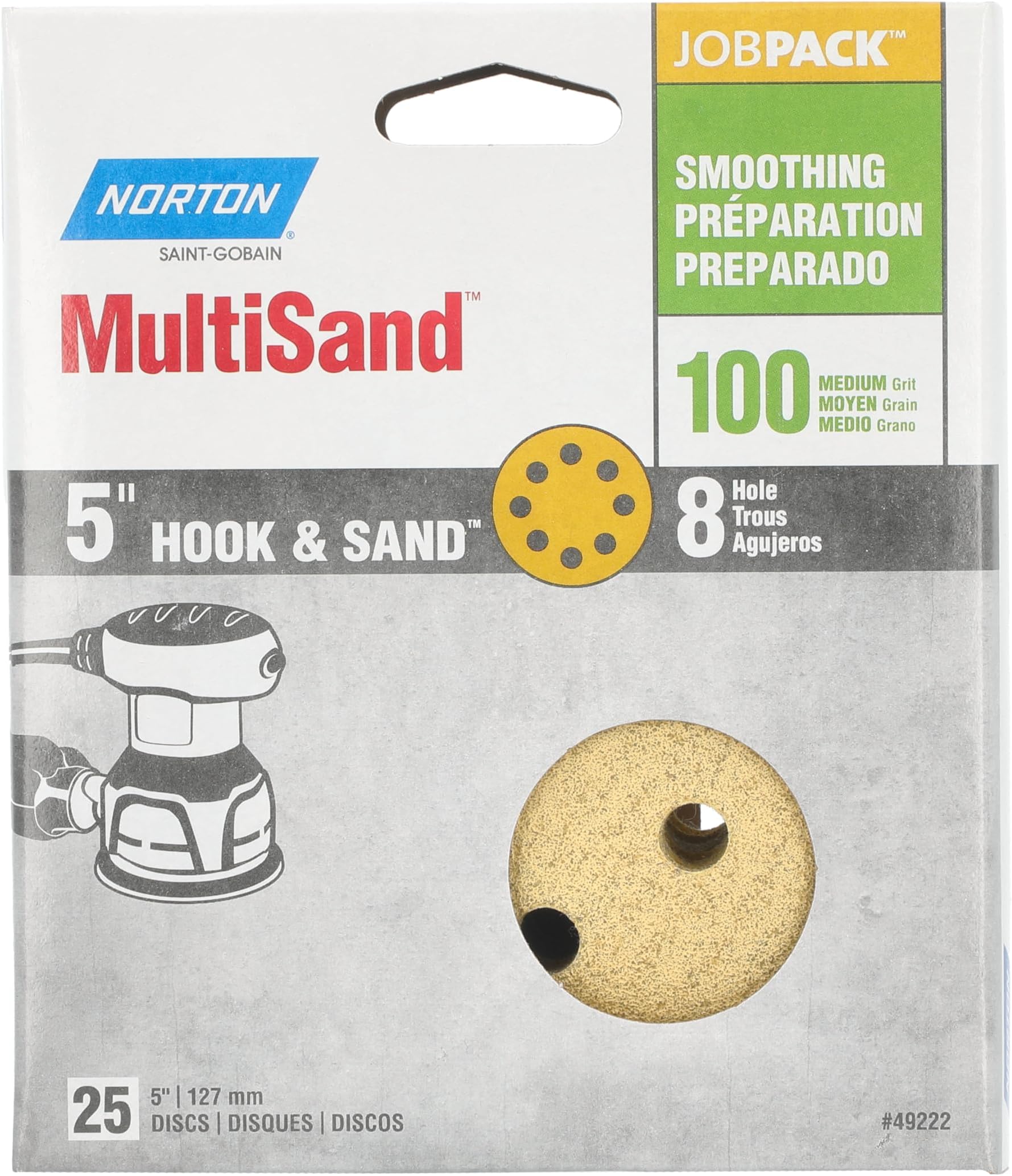 MultiSand Hook and Loop Sanding Discs, Orbital Sander Sandpaper for Wood, Metal and Fiberglass, 100 Grit Sand Paper, 5 Inch Sanding Discs Hook and Loop, Pack of 25