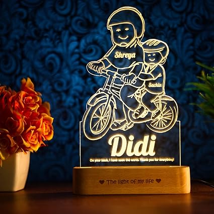 ZOCI VOCI Acrylic Personalized Engraved Led Name Lamp -Rakhi Gift Brother And Sister Or Siblings | Unique Gift Rakhi (Lamp Only, Didi's Mentorship Tribute), Didi's Mentorship Tribute,Transparent