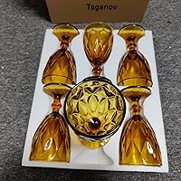 Vista 3 de Juego de 6 copas de vino ámbar