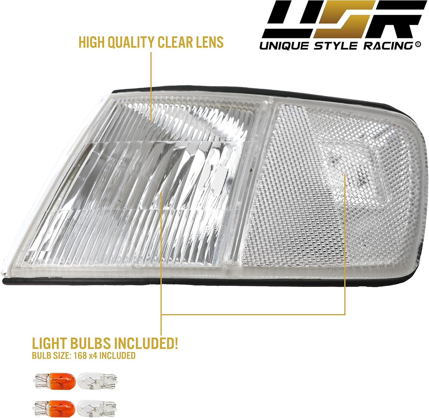 USR DEPO 90-91 CRX Corner Lights - Front Cornering Parking Turn Signal Lamp Set (Left + Right) Compatible with 1990-1991 Honda CR-X DX HF Si (All Clear Lens)