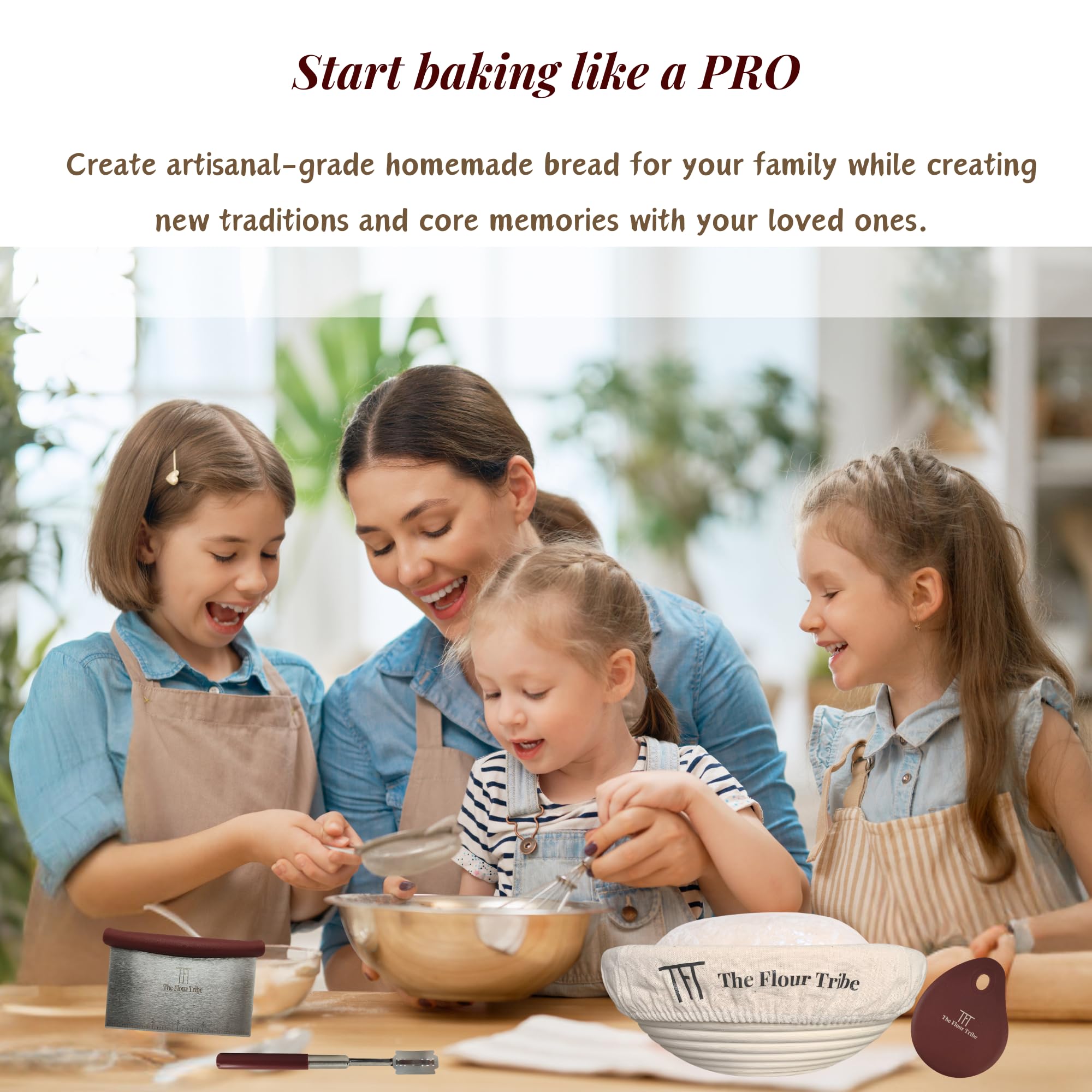 Banneton Bread Proofing Basket: Sourdough Bread Baking Supplies, Sourdough Starter Kit, Bread Making Supplies Tools, Baking Gift Set, 9 inch round rattan Basket, bread bag, dough scraper, scoring lame