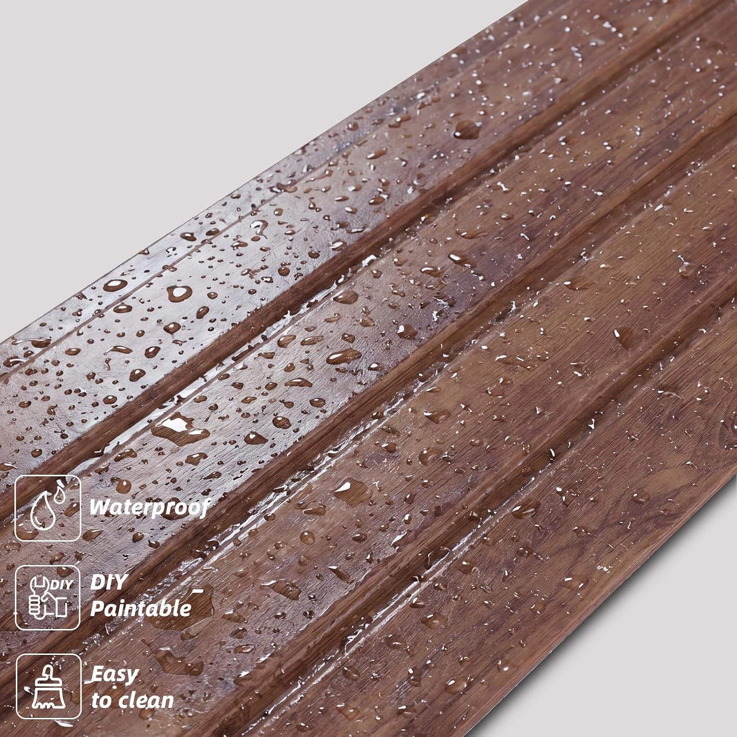 QUTREY Wall Panels Brown 16-Pack, 4.8 x 47.2 Inch 3D Wall Panels for Interior Wall Decor, TV Background, Living Room, Office