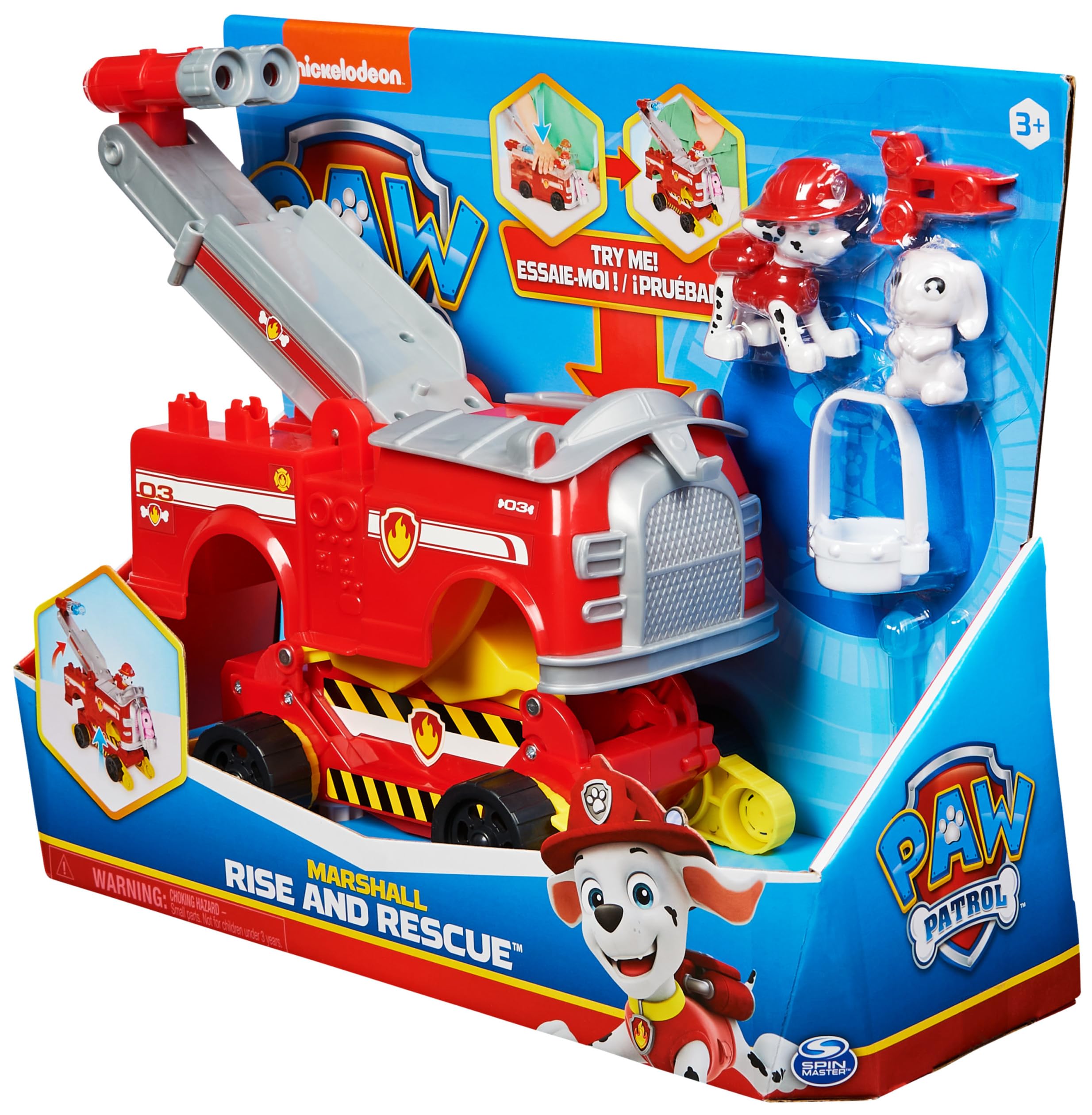 Paw Patrol | Camion dei Pompieri Rise N' Rescue di Marshall | Veicolo trasformabile Personaggio di Marshall e Accessori Inclusi | Giochi Bambini dai 3 Anni in su