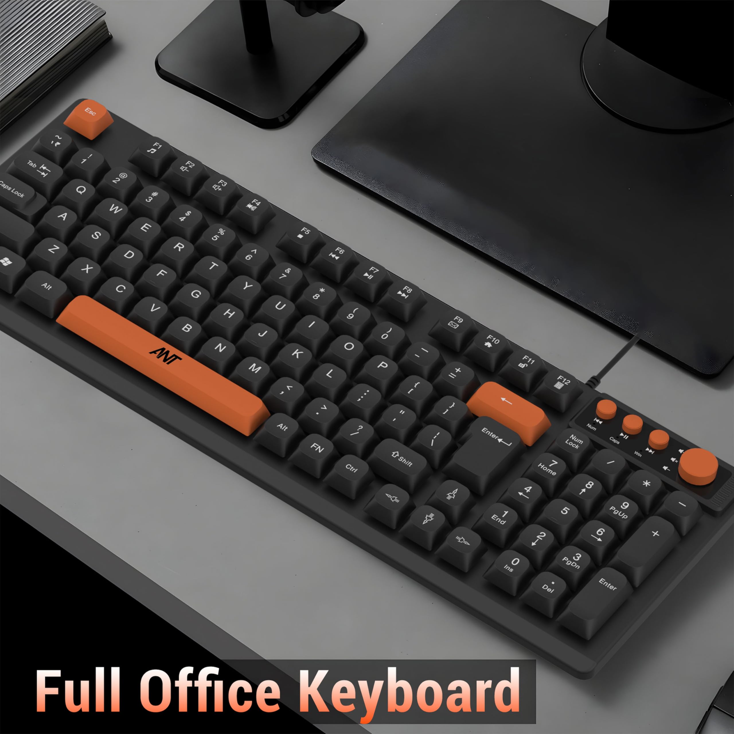 Ant Master 01 New Gen Full Size Wired Office Keyboard | 98 Keys Compact Layout with 4 Multimedia Keys | Membrane Switches | 5M Clicks Life | Windows/Mac/Linux Compatible – Black — Amazon image 4