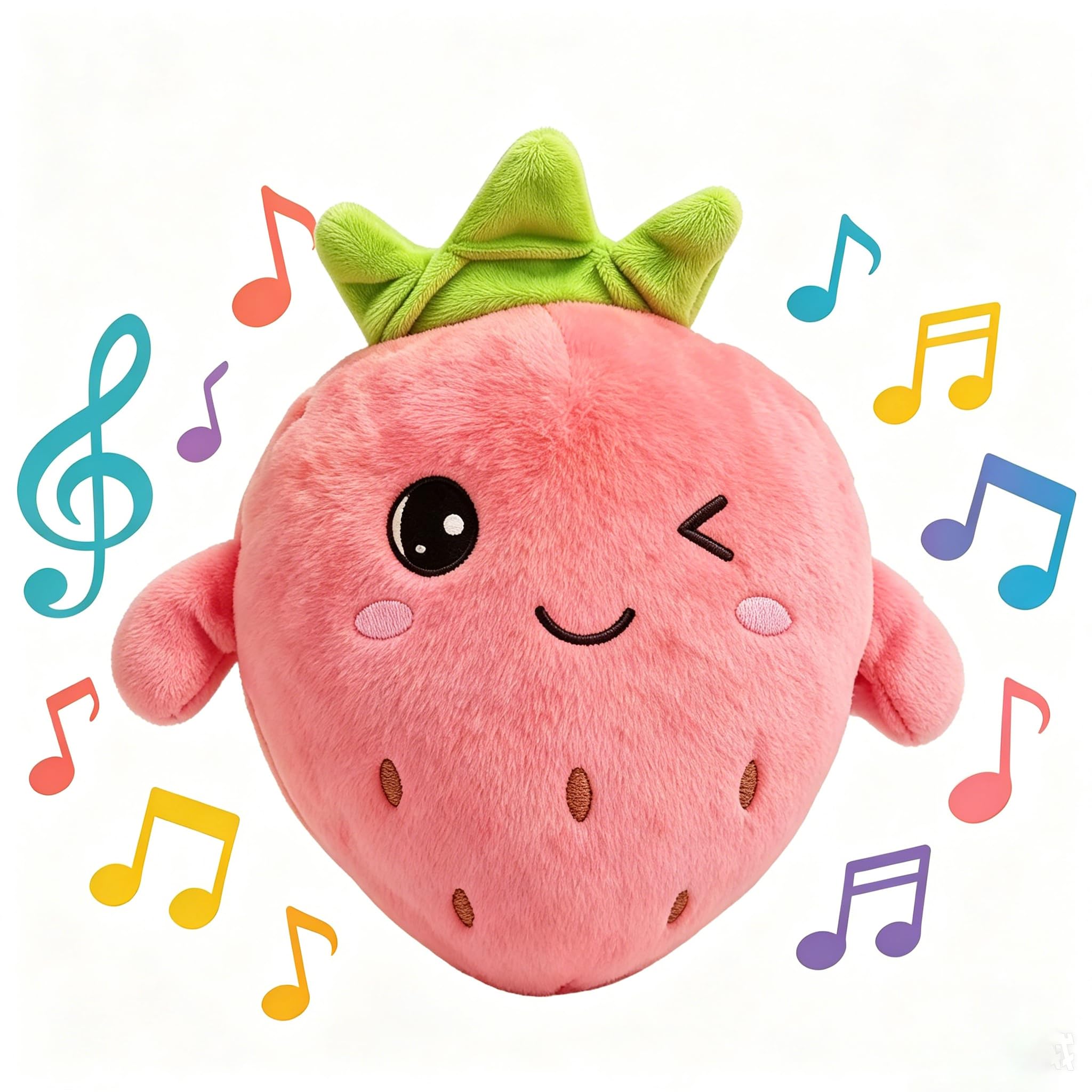 Niceyoeuk Interactive Music Plush Toy,Fun Parent-Child Multiplayer,Gift for Kid Adult (Light Pink Strawberry, onesize)