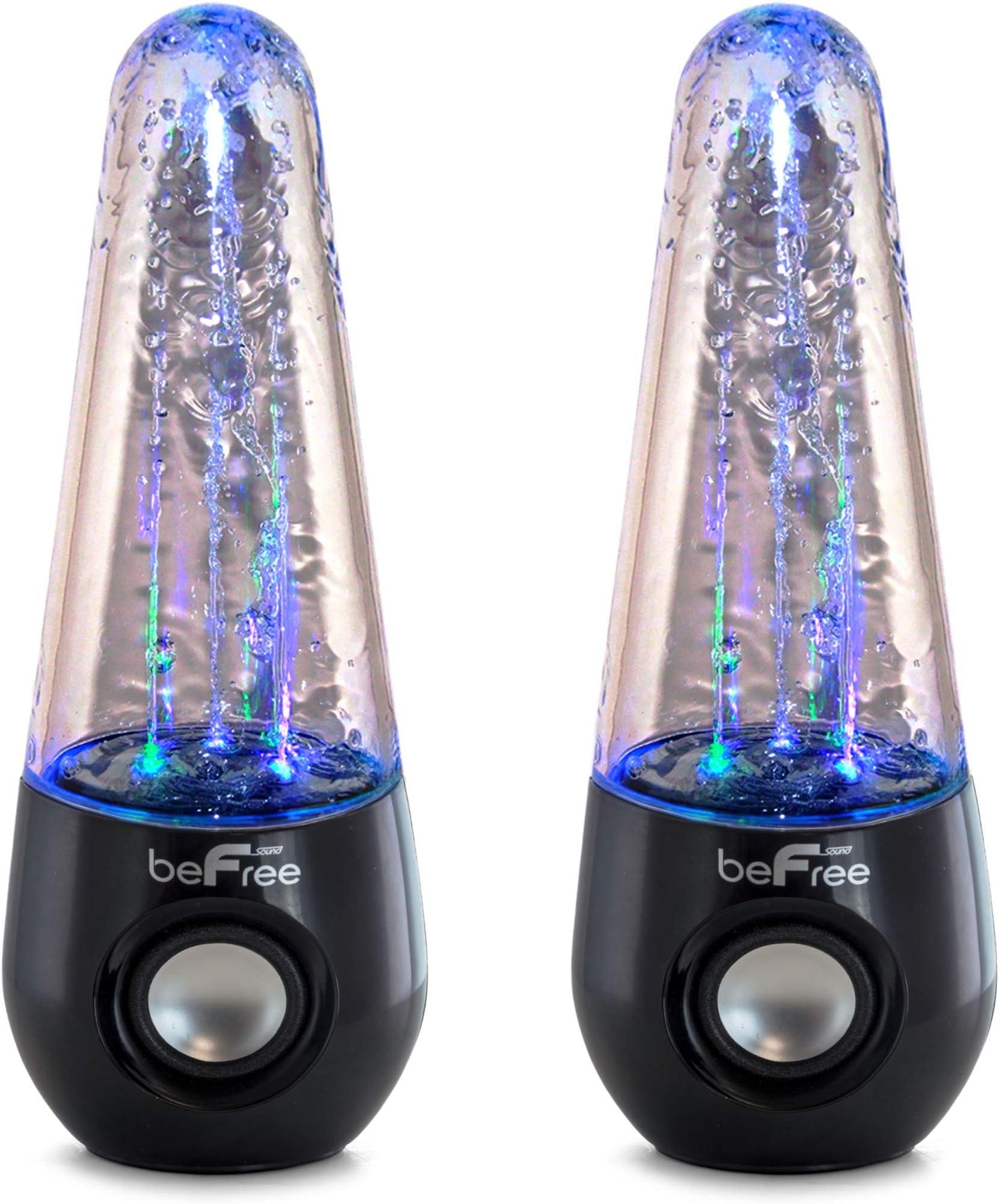 beFree Sound Bluetooth LED Dancing Water Multimedia Speakers in Black, (BFS-Shelf Speaker)