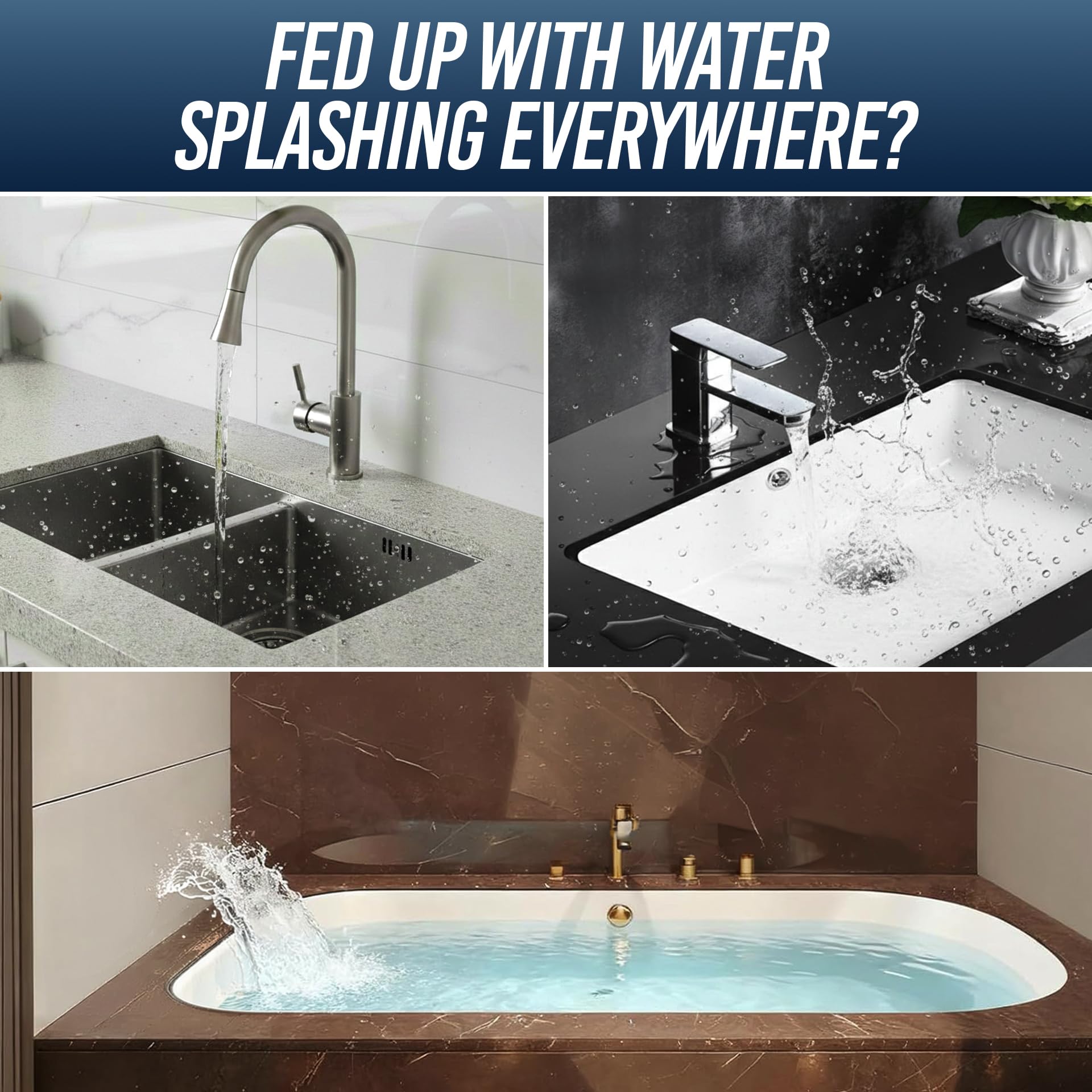 LustraBath Removable Tub Splash Guard 2 Pack, Bathtub Splash Guard with Silicone Base & Acrylic Shower Corner Water Guard, Self Adhesive Shower Splash Guards to Keep Water in Tub or Walk-in Shower - image 3