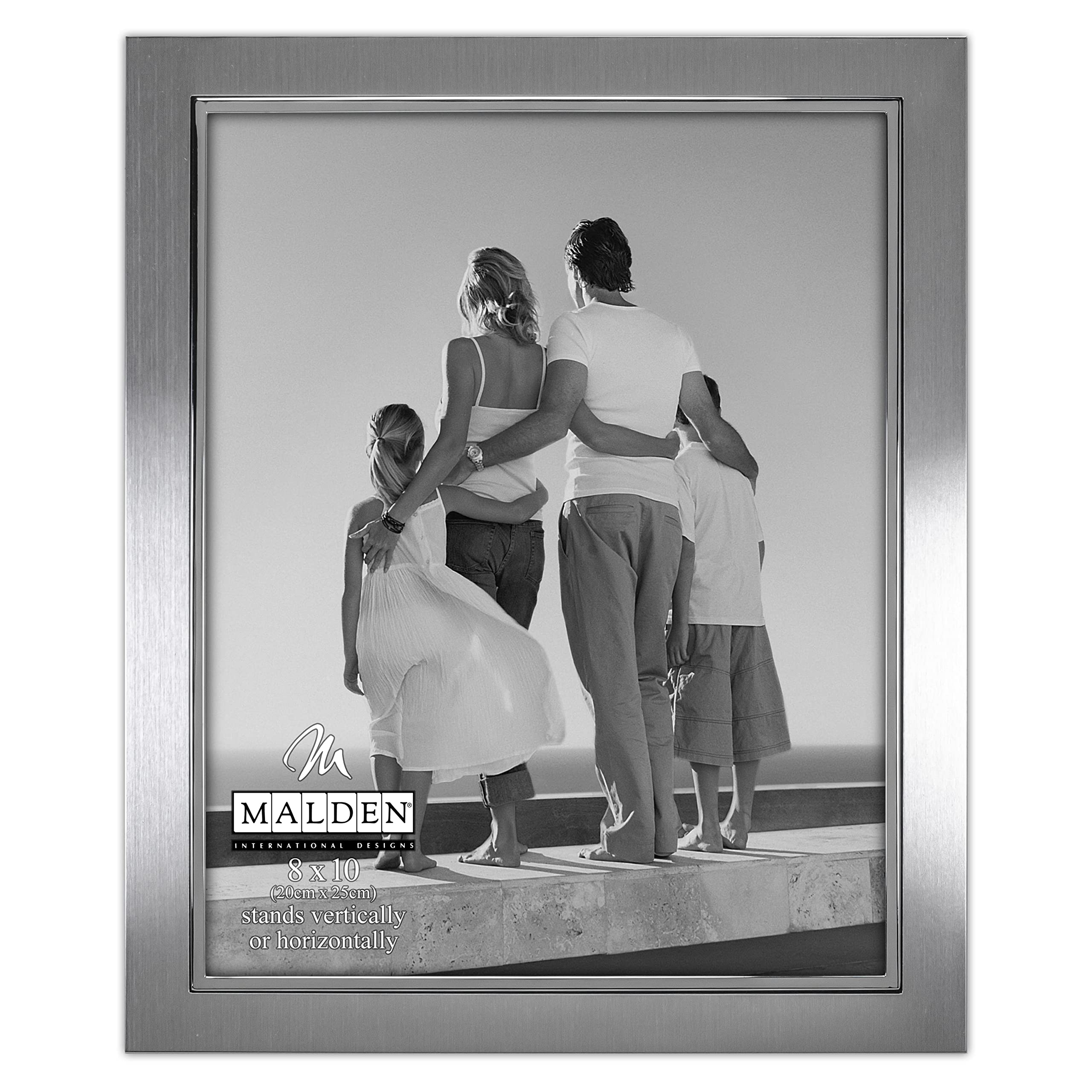 Malden International Designs Uptown Matte Silver With Silver Fashion Metal Frame, 8X10, Silver