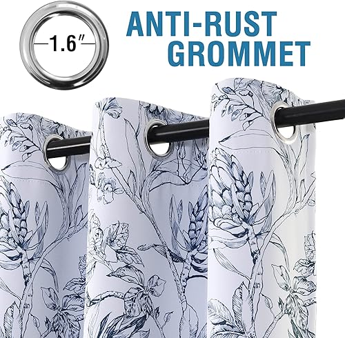 Miniatura 3 de H.VERSAILTEX Cortinas 100% de opacidad para sala de estar, cortinas opacas florales de camelia de 63 pulgadas de largo, cortinas de tratamiento de