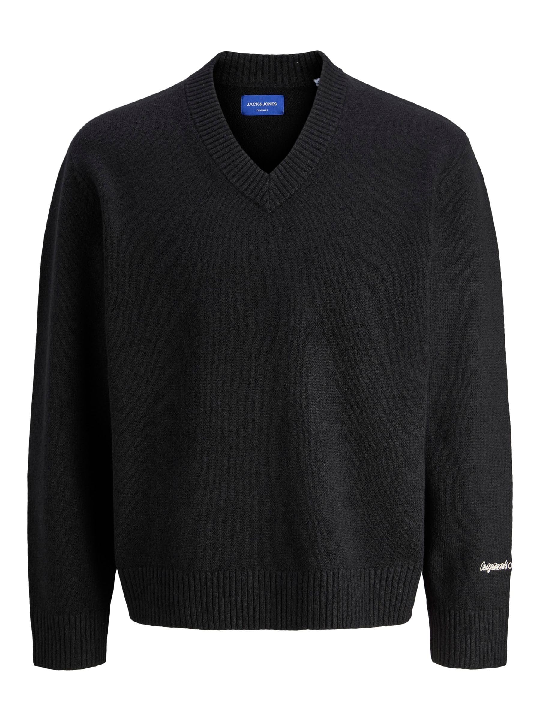 JACK & JONES Jornorrebro Knit V-Neck, Black, XL