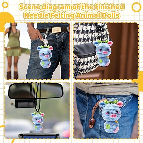 Miniatura 7 de IMZAY Paquete de 3 kits de ganchillo, kit de ganchillo para principiantes, kit de animales de ganchillo con video tutorial, 2 ganchillos, hilos de