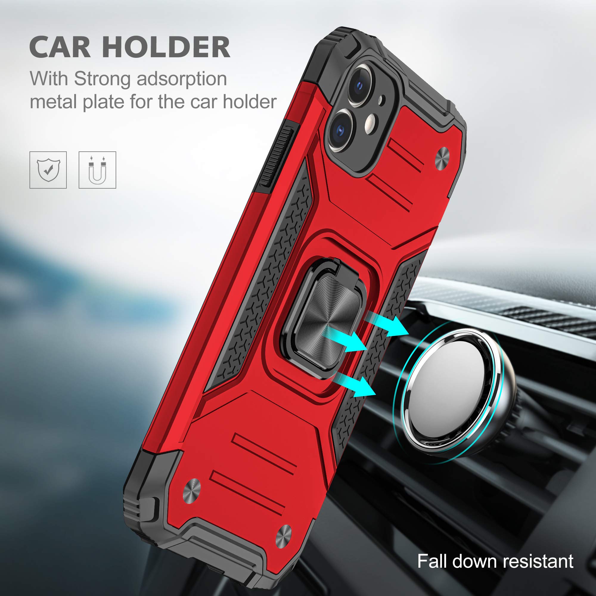 Bakicey Custodia per iPhone11 Pro Max con supporto in metallo, morbido silicone con supporto ad anello a 360 gradi, supporto magnetico per auto, antiurto, per iPhone 11 Pro Max, colore tè al