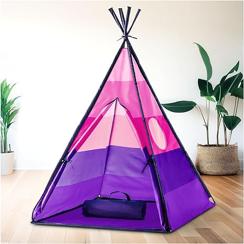 Miniatura 10 de USA Toyz Happy Hut - Tienda de campaña de tipi para niños tienda de campaña desplegable para interiores para niños niñas tienda de campaña para Azul