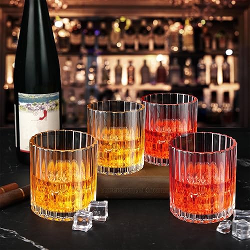 Miniatura 6 de Mimorou Paquete de 12 vasos de whisky de 10 onzas, vasos de estilo antiguo para bar y fiesta, vidrio de bourbon, vaso de rocas, licor de cóctel,
