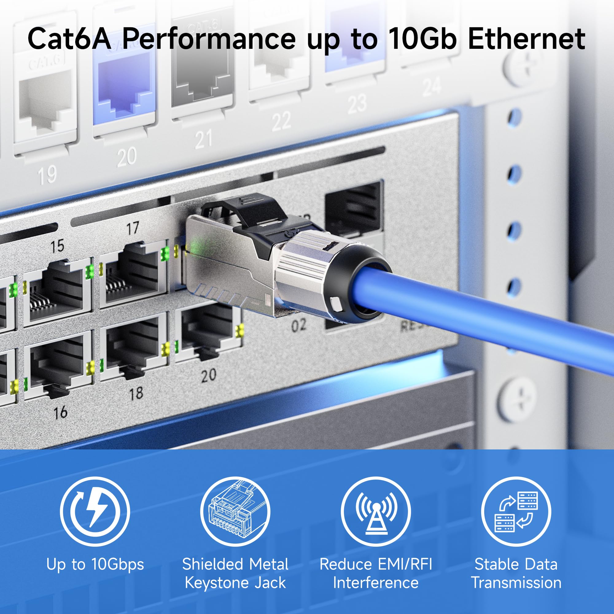 Cable Matters 6-Pack Tool-Free 10Gbps Shielded Cat6A RJ45 Termination Plug — Amazon image 3