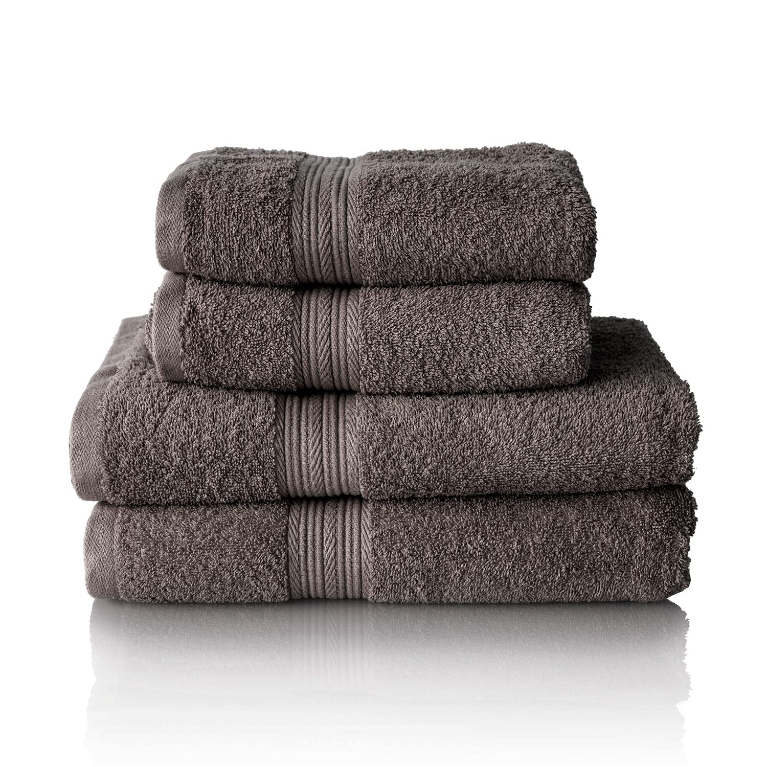 Glart Premium Set of Terry Hand Towels, Range of Terry Towels in 6 Colours and 5 Sizes, Colour: Anthracite, 2X Bath Towels 70 X 140 cm and 2X Hand Towels 50 X 100 cm