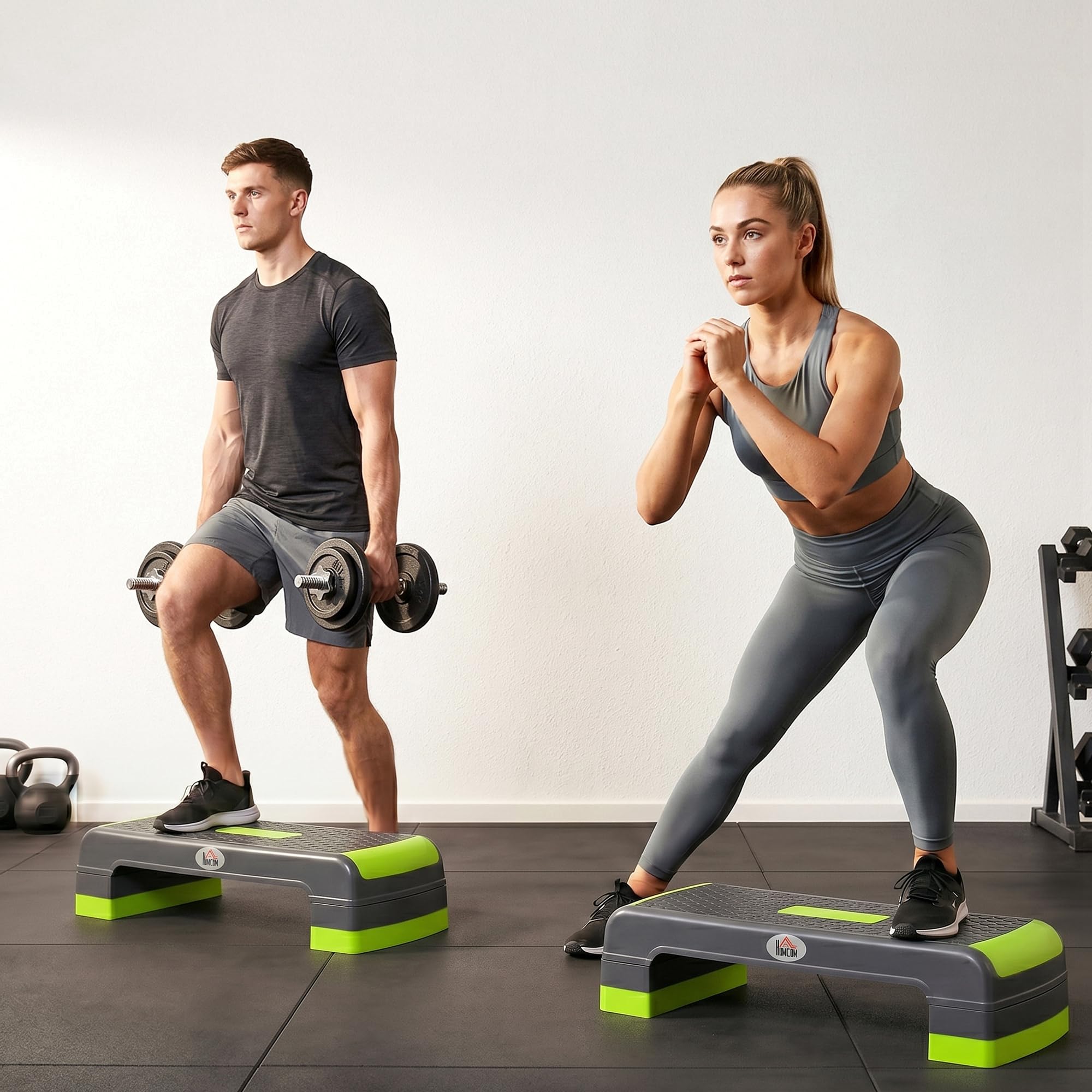 HOMCOM Stepper Aerobica Regolabile su 3 Altezze, Step Fitness in Plastica per Allenamento a Casa e Palestra, 78x28x10/15/20 cm