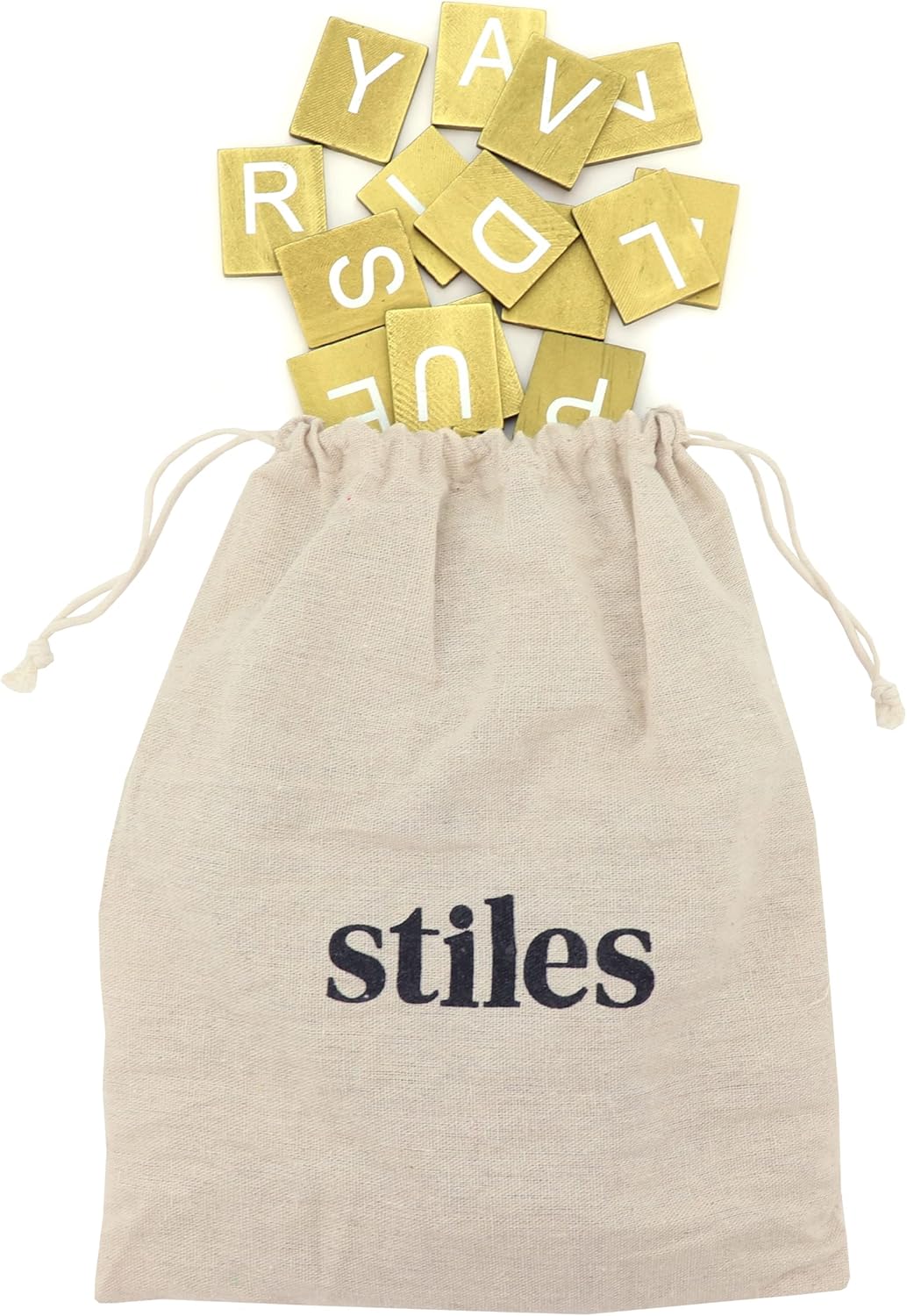 Stiles 92 Premium Letter Tiles for Tile Board, Letters Only, No Letter Board Included, Changeable Wooden Crossword Alphabet for Letter Boards, Gold