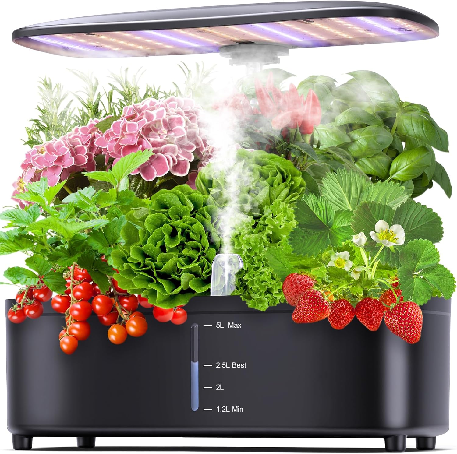 Misting 15 Pods Hydroponic Growing System Herb Garden Kit Indoor,5L Large Tank Plant Germination Kit with Adjustable Height Grow Light to “20″, Quiet Pump, Auto Timer, Gardening Christmas Gifts