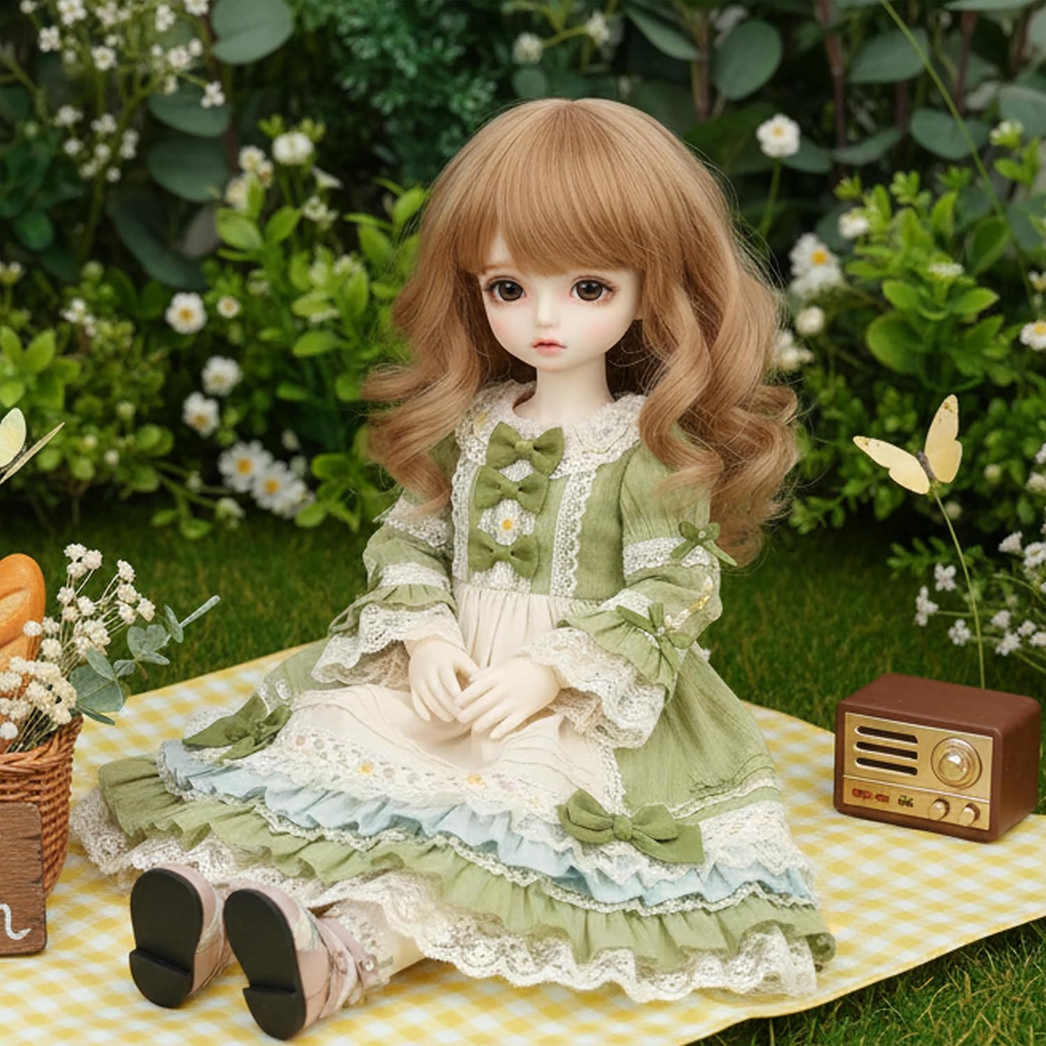 1/4 bjd Wig, Missuhair Cute 7-8 Inch (for 17CM-19CM's Head) 1/4 Doll Wig Short Brown MSD DOD Pullip Dollfie Wig Handmade Girl Doll Making Supplies