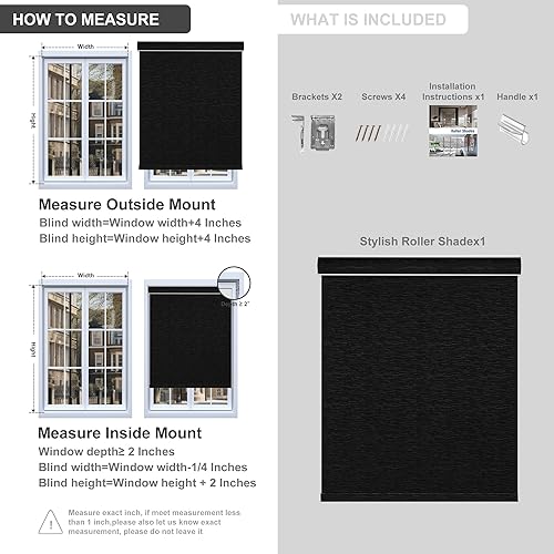 Miniatura 6 de Boolegon Persianas enrollables opacas para ventanas, inalámbricas, persianas enrollables para ventanas, tela con aislamiento térmico, protección UV,