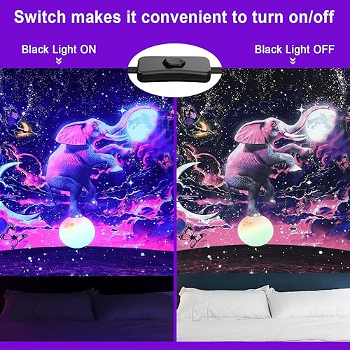 Miniatura 4 de Remon Barra de luz negra de 120 W, luz negra LED con enchufe e interruptor, 180 luces LED IP66 negras para fiesta brillante, dormitorio,