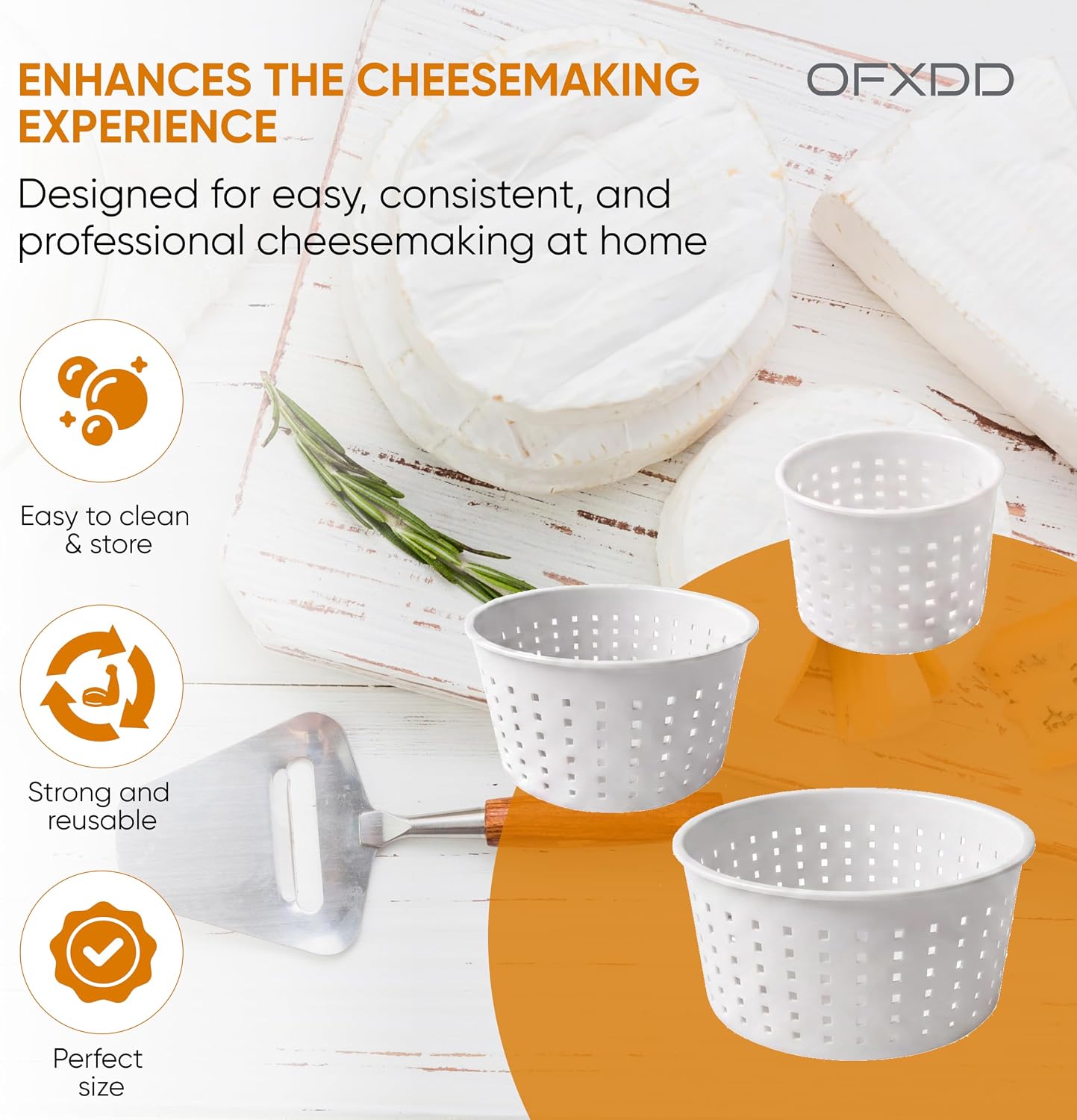 Cheese Mold for Cheese Making, Set of 3 Ricotta Baskets for Cheese Making, Cheese Molds for Making Soft Cheese, Fresh Cheese Form Strainer Basket, Round Draining Molds