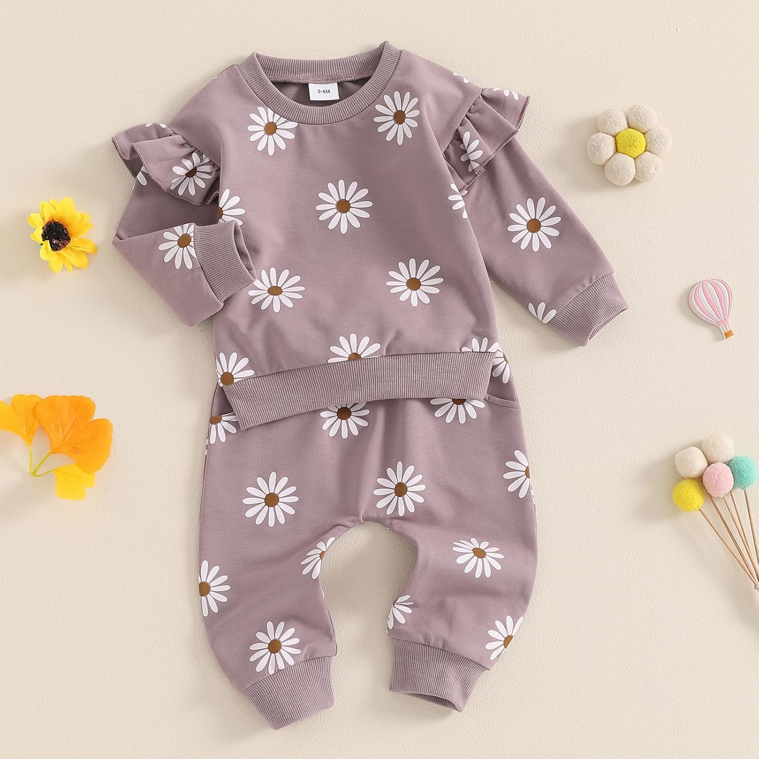 Mubineo Toddler Baby Girl Clothes Cute Flower Sweatshirt Outfits Fall Winter Long Sleeve Tops Pant Outfit Sweatsuit Set - Image 8