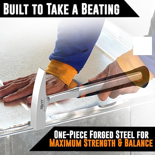 Miniatura 4 de Mutt Tools - Martillo de chapa metálica de 18 onzas, martillo profesional para moldear metal, martillo HVAC forjado con mango ergonómico para