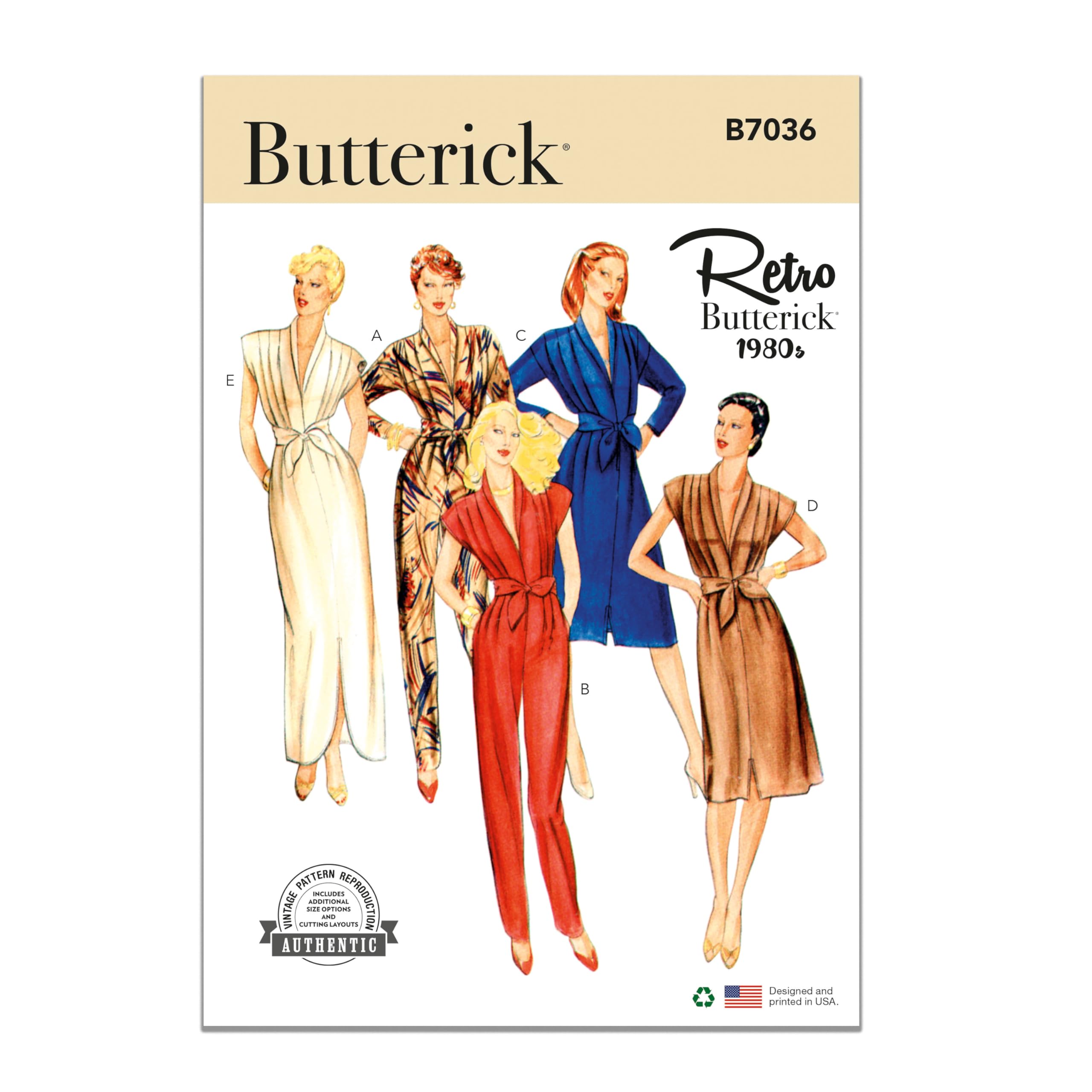 BUTTERICK Sewing Pattern B7036H5 Misses' Jumpsuit, Dress and Sash H5 (6-8-10-12-14)