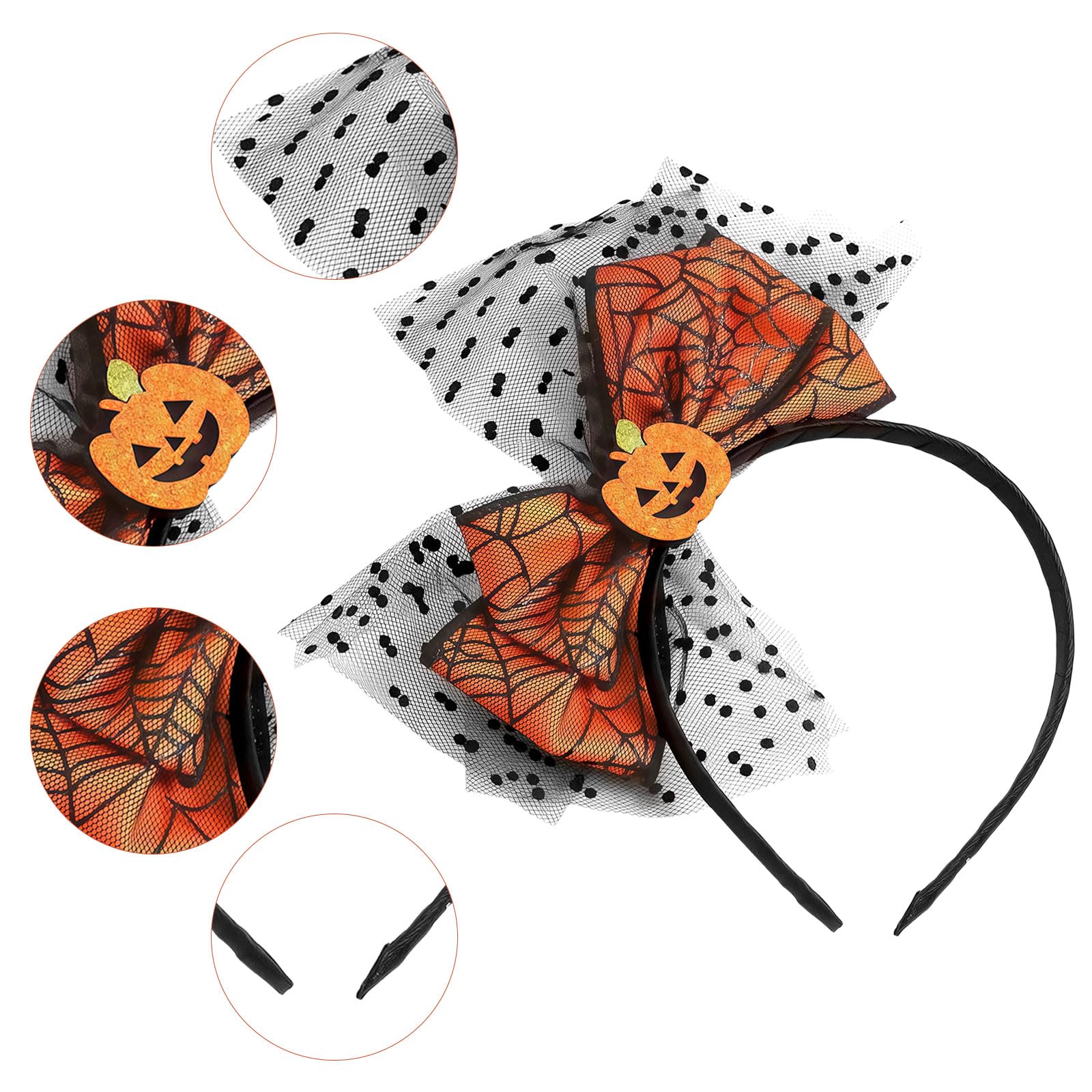 SSKHE 2 Pcs Halloween Costume Pumpkin Headbands Halloween Hair Accessories Pumpkin Witch Ghost Hair Band Cute Headband With Bow Pumpkin for Women Set Cosplay - Image 4