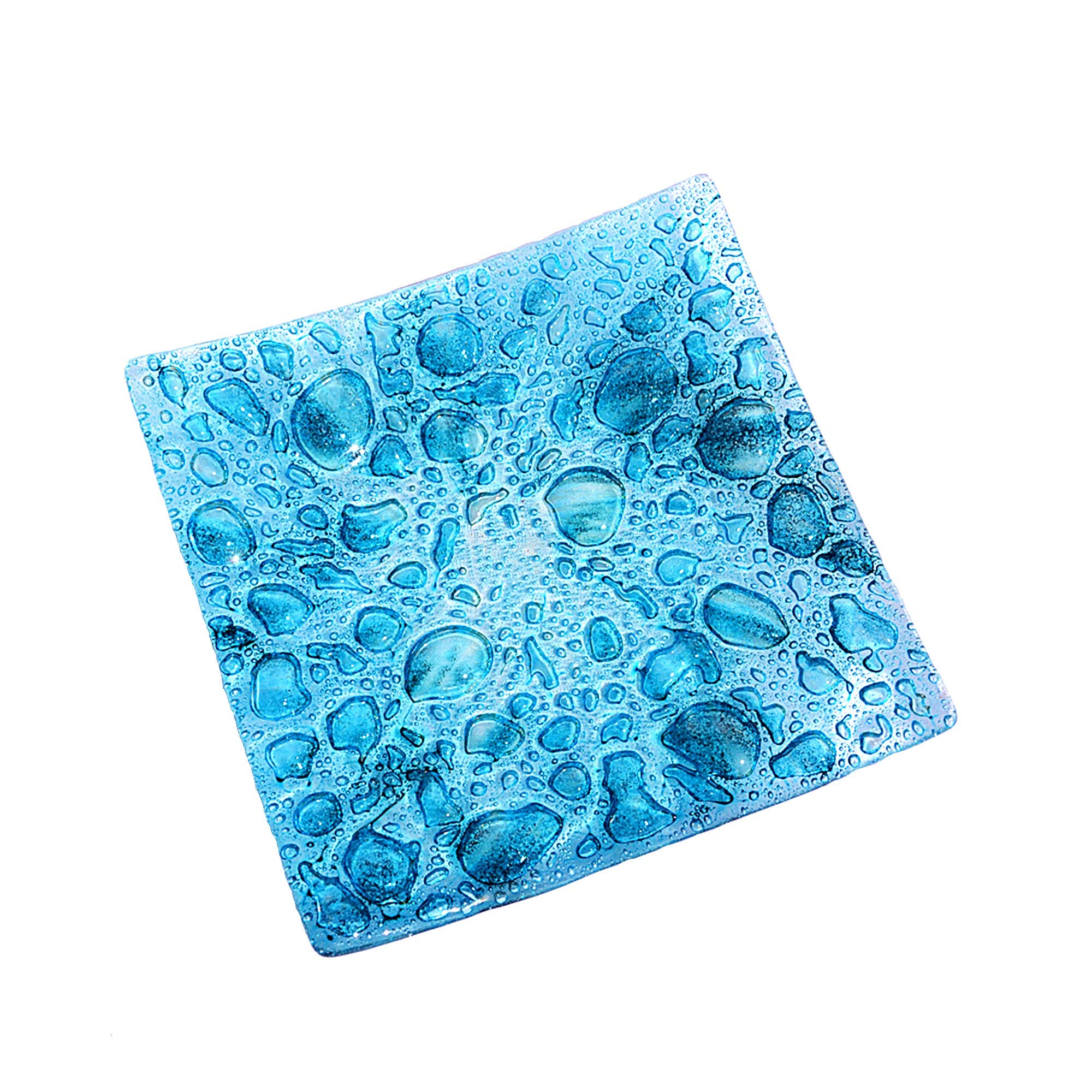 Glasschale • Türkis • Handgemacht • Bohemia Blasenglas • Original Design • Moderne Schale • Handmade in Europa • 20 cm