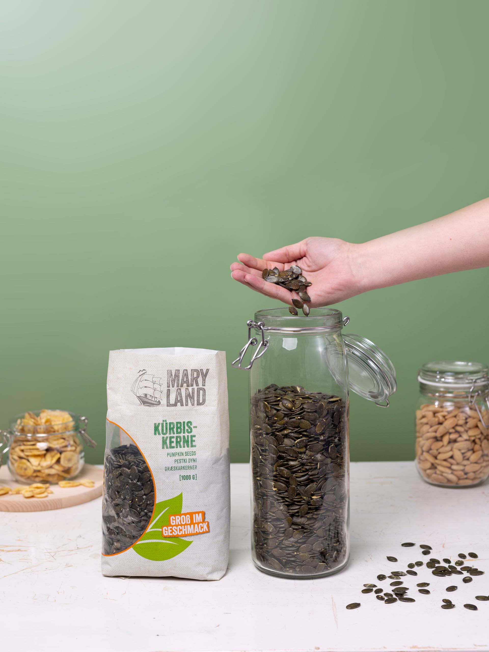 Maryland Kürbiskerne 1000g Vorratspackung im 4er Pack | 4 x 1000g | naturbelassen, vegan, frei von künstlichen Aromen, ohne Zusatzstoffe