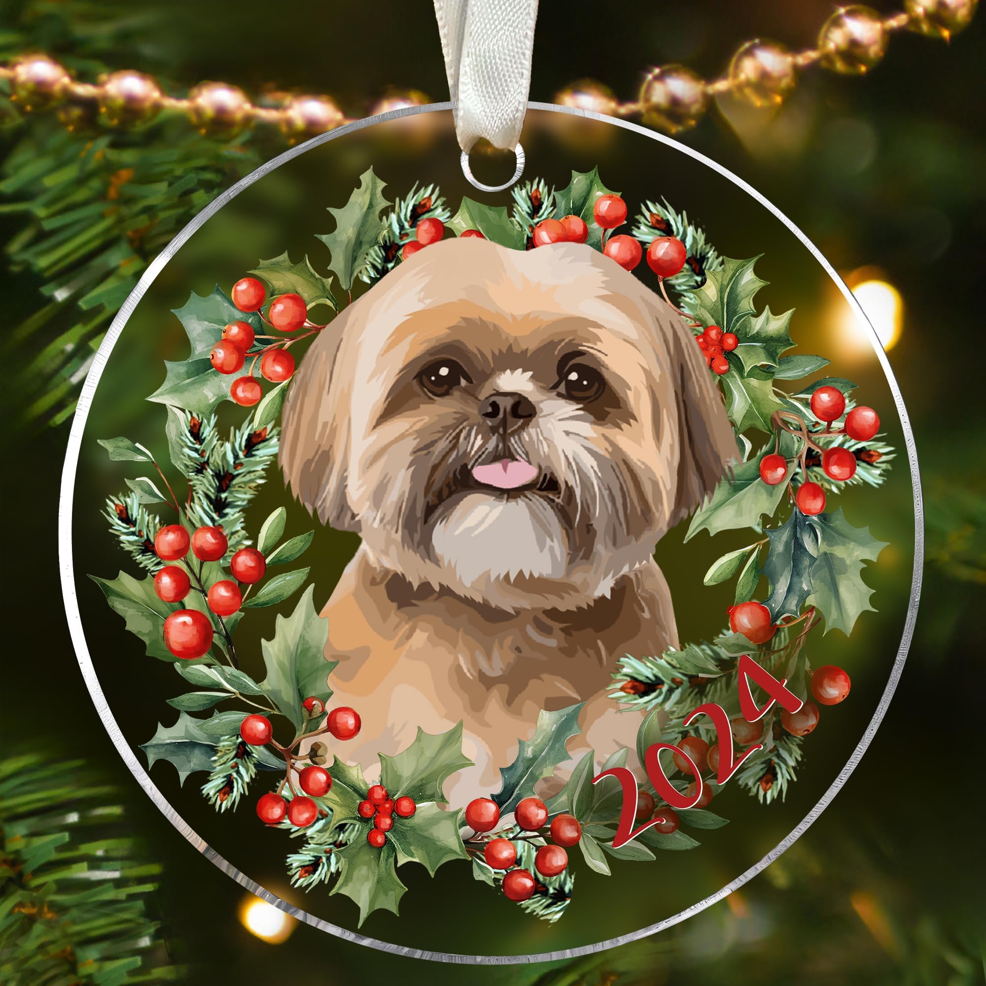 Pawzity Shih Tzu Ornament - Shih Tzu Christmas Ornaments - Dog Gifts for Women, Men - Dog Christmas Ornaments - Acrylic Hanging Ornament 2025