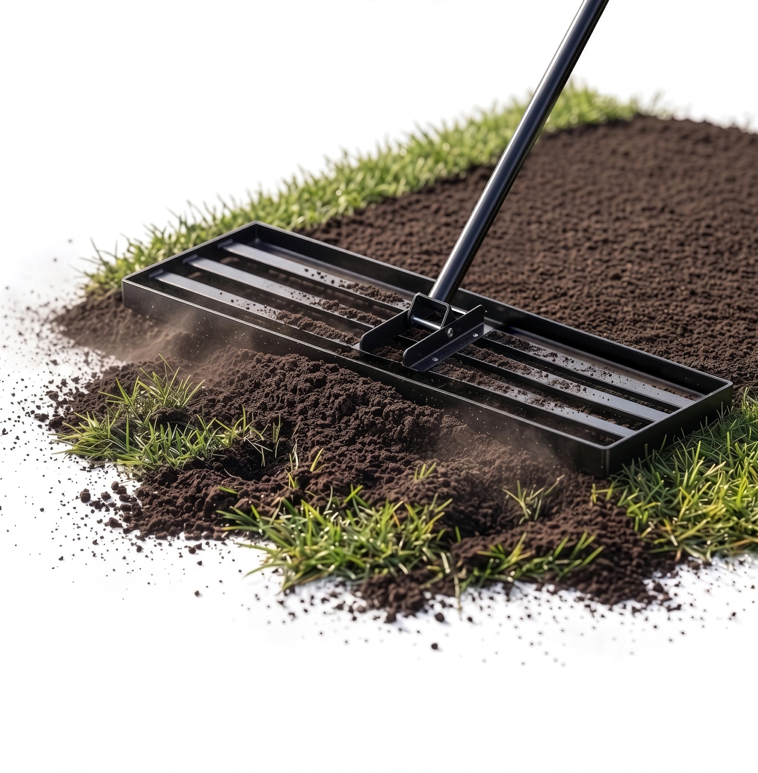 Sillar Rastrello Livellatore per Prato 90 x 30 cm in Acciaio, Rastrello per Livellamento con Manico 213 cm, Attrezzo da Giardino per Livellare Terra, Sabbia e Terreno