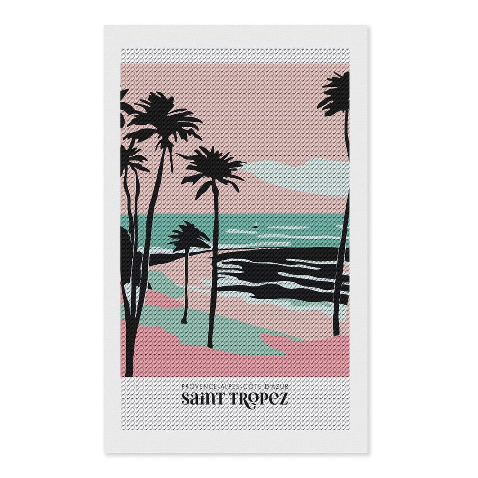Junmoney Saint Tropez France Diamond Painting Canvas Set 12"x20", Satisfying Creative Project, Easy to Follow Symbols, Fun Craft Experience