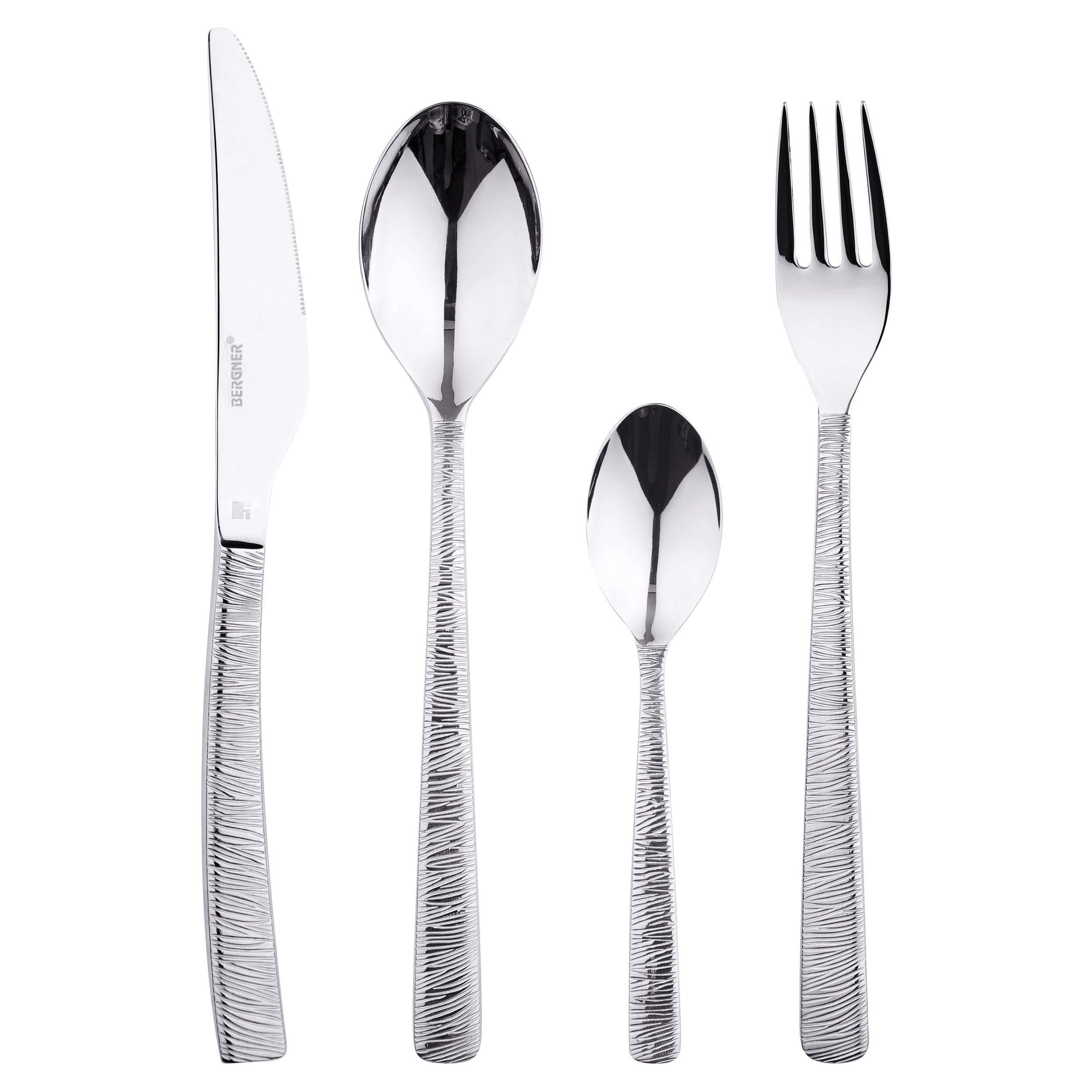 BergnerQ2611 Lyon Stainless Steel Cutlery Set, 24 Chrome