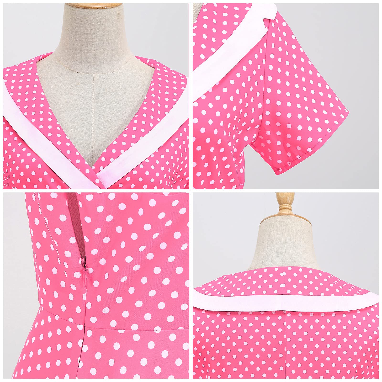 IWEMEK Abito da donna in stile vintage anni '50, stile Rockabilly, con scollo a V, linea ad A, stile pinup anni '50 e '60, stile Audrey Hepburn, abito da sera estivo casual per spettacoli, feste,