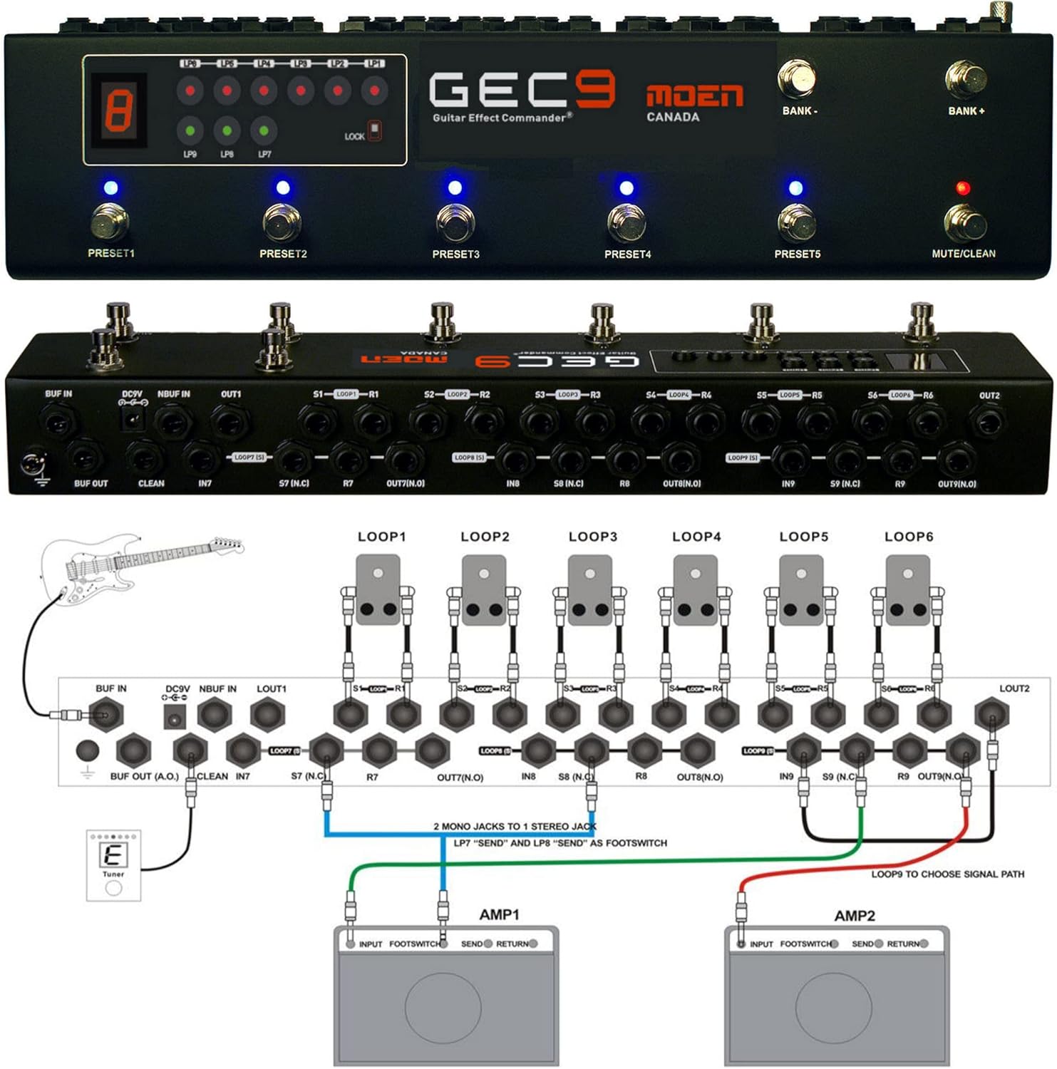 Moen GEC-9 V2 Guitar Effects Routing System